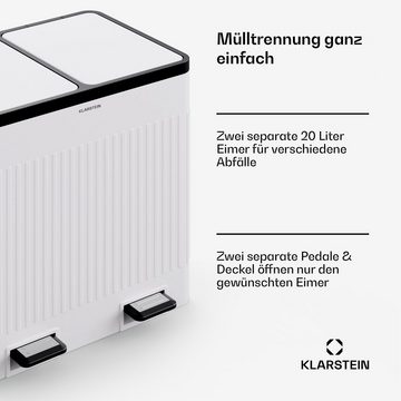 Klarstein Mülltrennsystem Grama Retro, Mülleimer 2 Fach Treteimer Trash Bin Schwarz