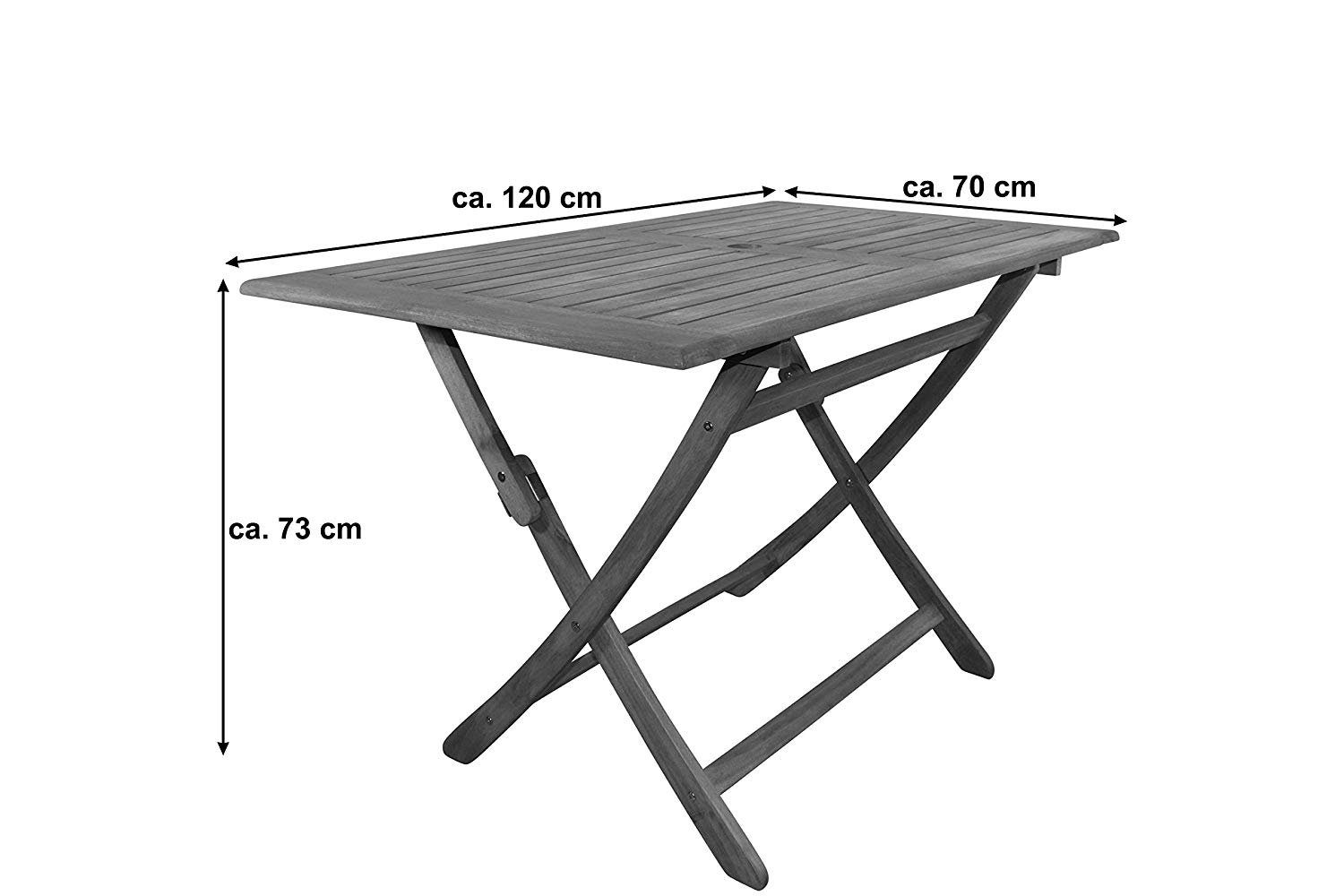 Liadomo Gartentisch Schirmloch, mit praktische Klappfunktion Tischplatte Calea