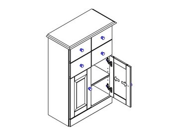loft24 Midischrank Rico 4 Schubladen+2 Türen, Badezimmer Schrank, FSC®-zertifiziertes Massivholz