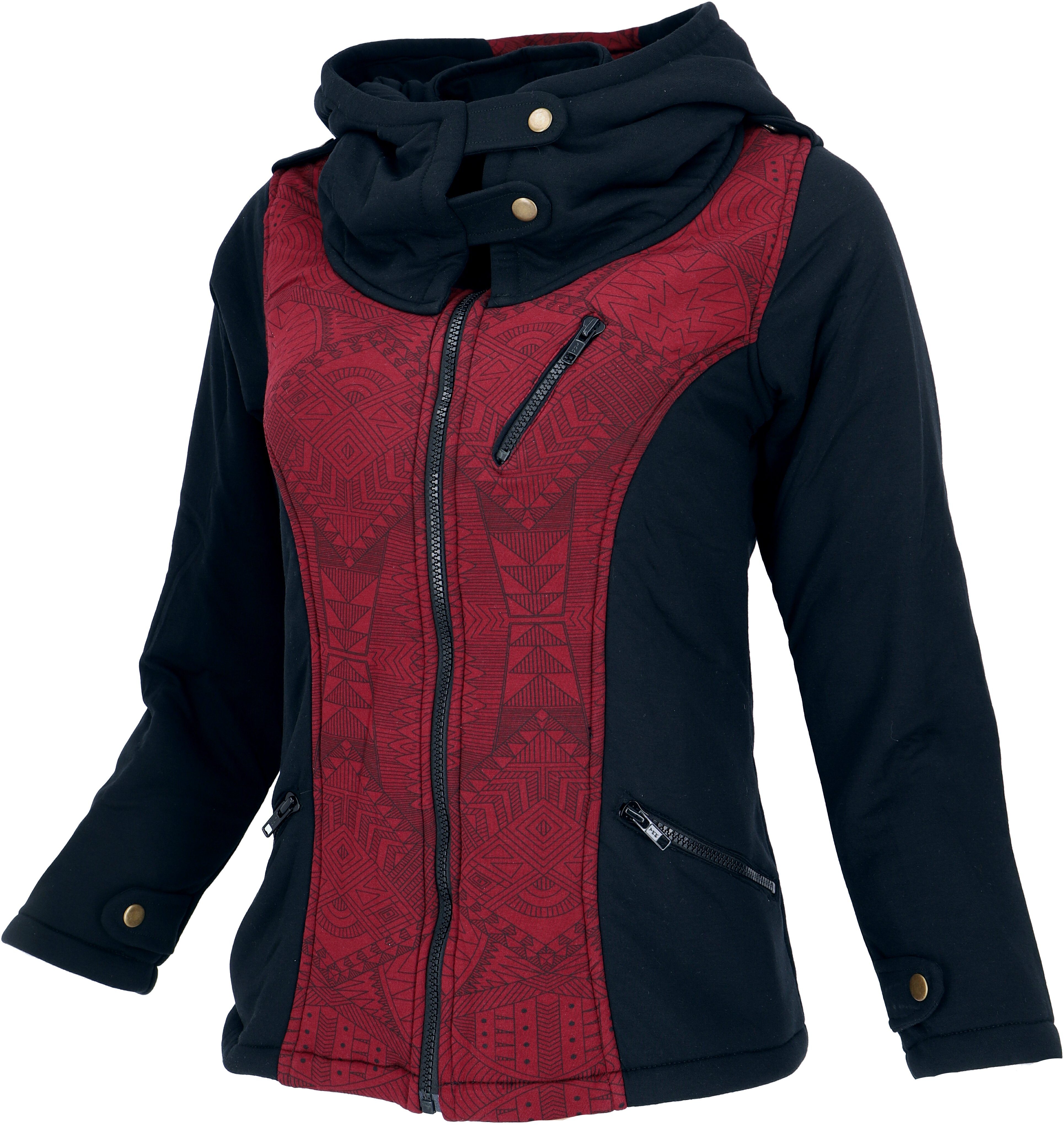 Print, Jacke alternative mit Guru-Shop Jacke Festival weiter.. Langjacke Goa Bekleidung schwarz/rot