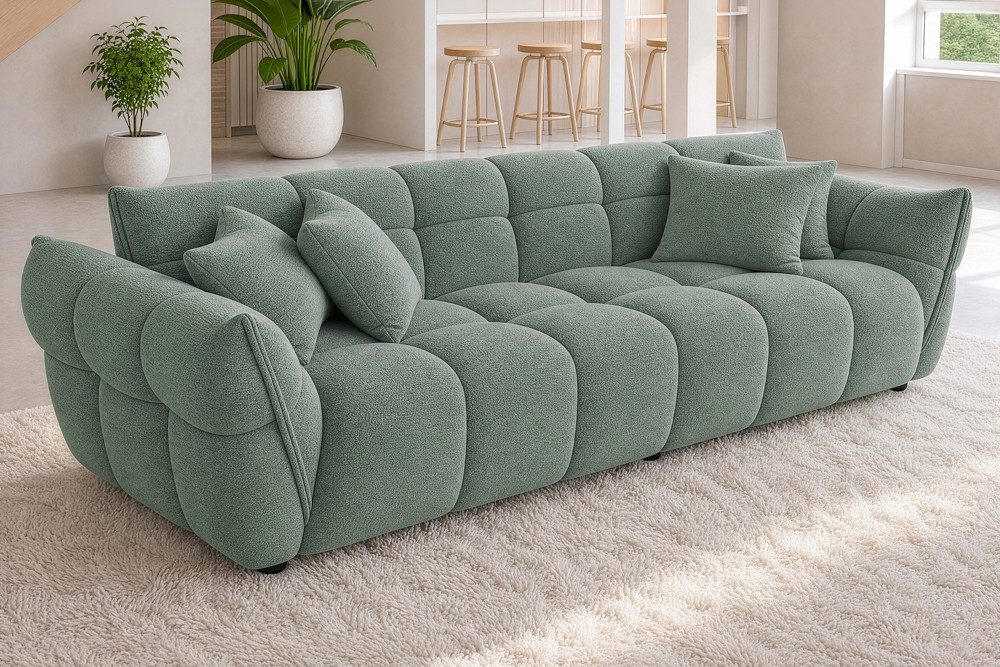 riess-ambiente 3-Sitzer CLOUD 260cm salbei - Samt, XXL Couch, inkl. 4 Kissen, Nosagefederung, Einzelartikel 1 Teile, Bigsofa im Modern Design - ideal für Wohn- und Esszimmer oder TV-Ecke