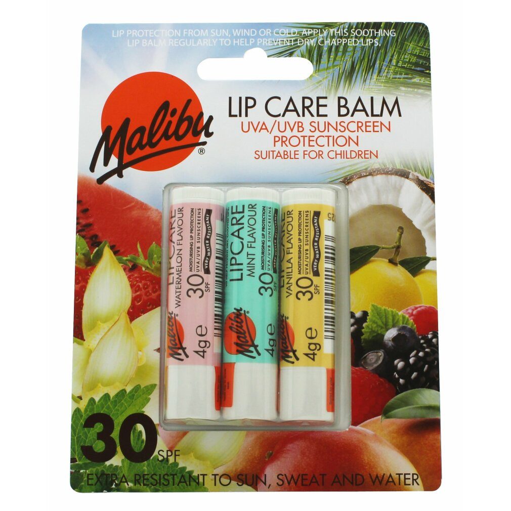 Malibu Lippenpflegemittel Geschenkset 3 x Lip Care Balm - WMV
