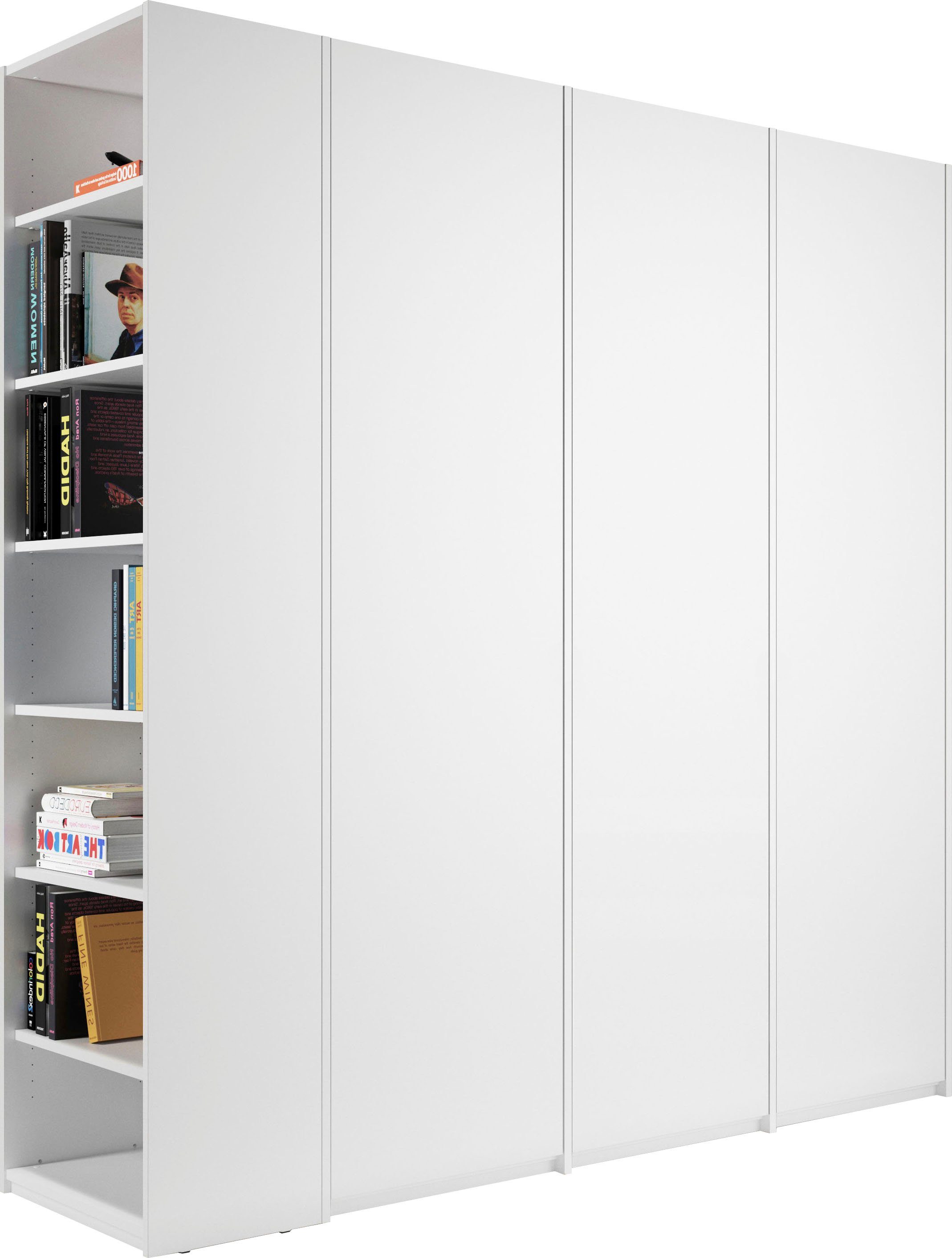 weiß Plus links weiß Anbauelemente, rechts Drehtürenschrank 7 LIVING Variante montierbarer Modular SMALL | Seitenregal oder zwei Müller