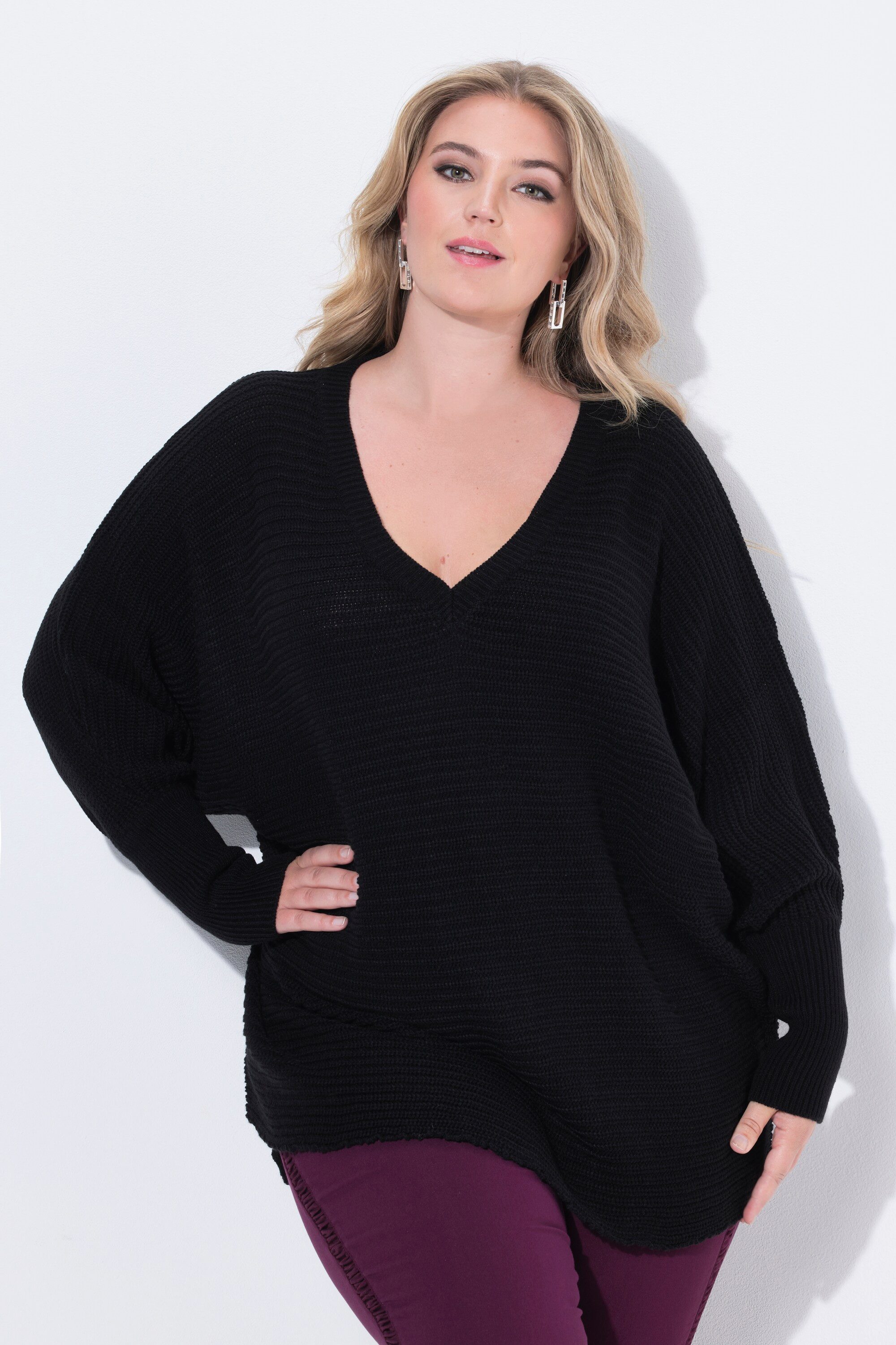 MIAMODA Strickpullover Pullover Poncho-Look V-Ausschnitt günstig online kaufen