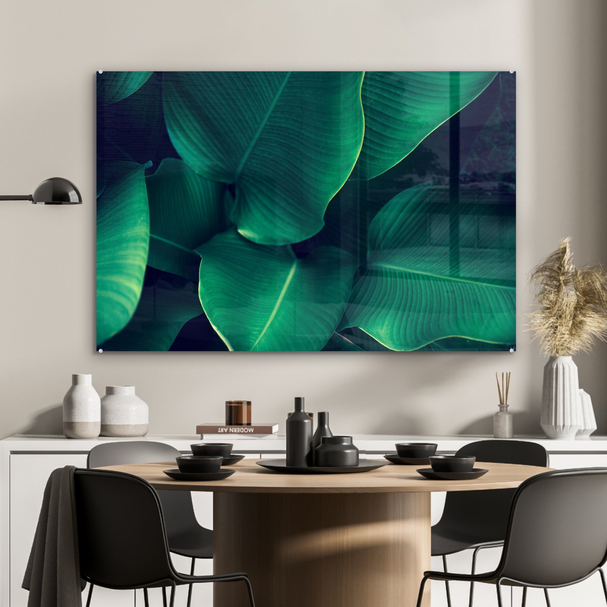 - Acrylglasbild MuchoWow Blatt, Schlafzimmer Wohnzimmer (1 Pflanzen & Tropisch St), - Acrylglasbilder