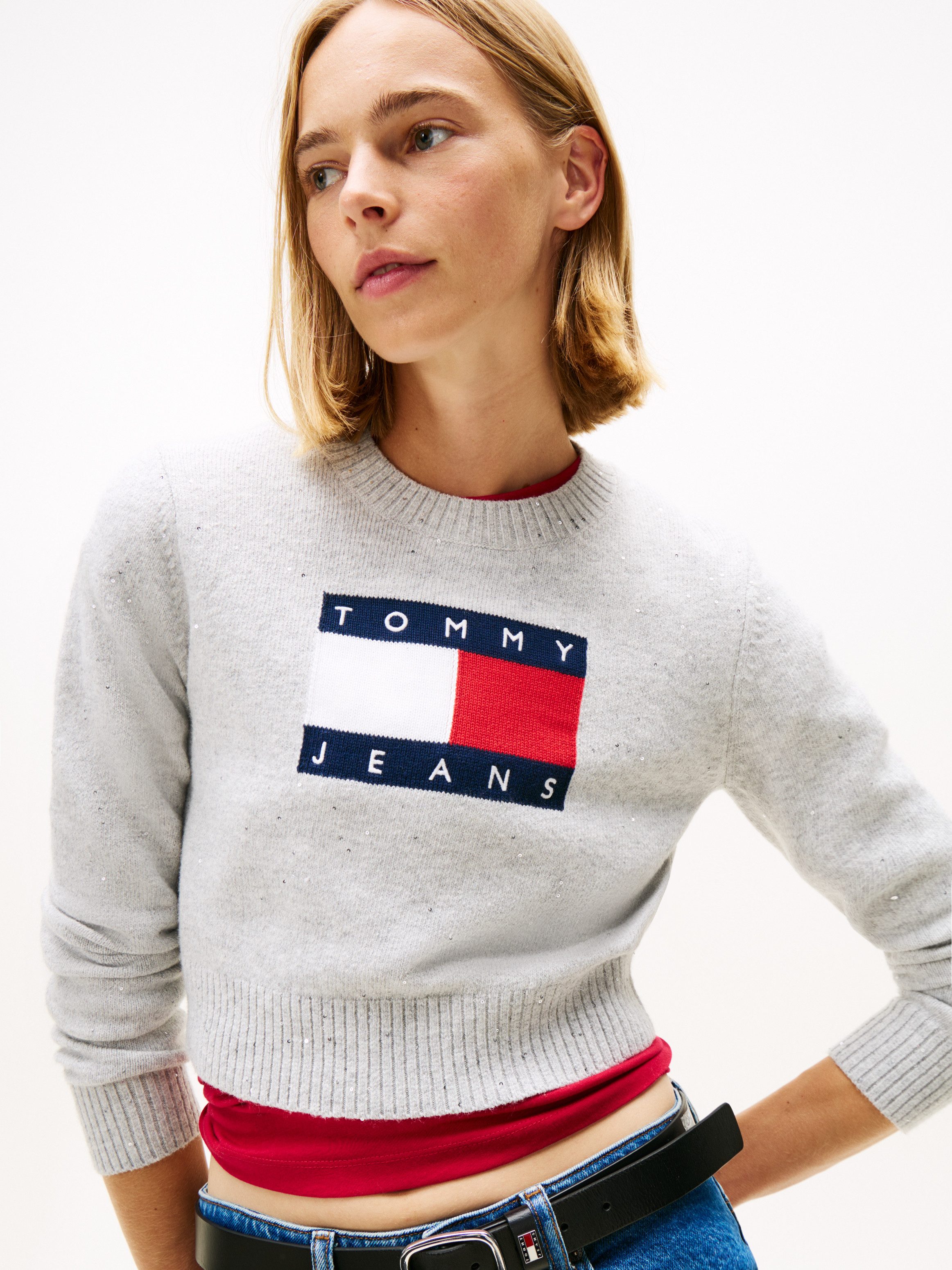 Tommy Jeans Strickpullover TJW SPARKLE FLAG SWEATER EXT günstig online kaufen