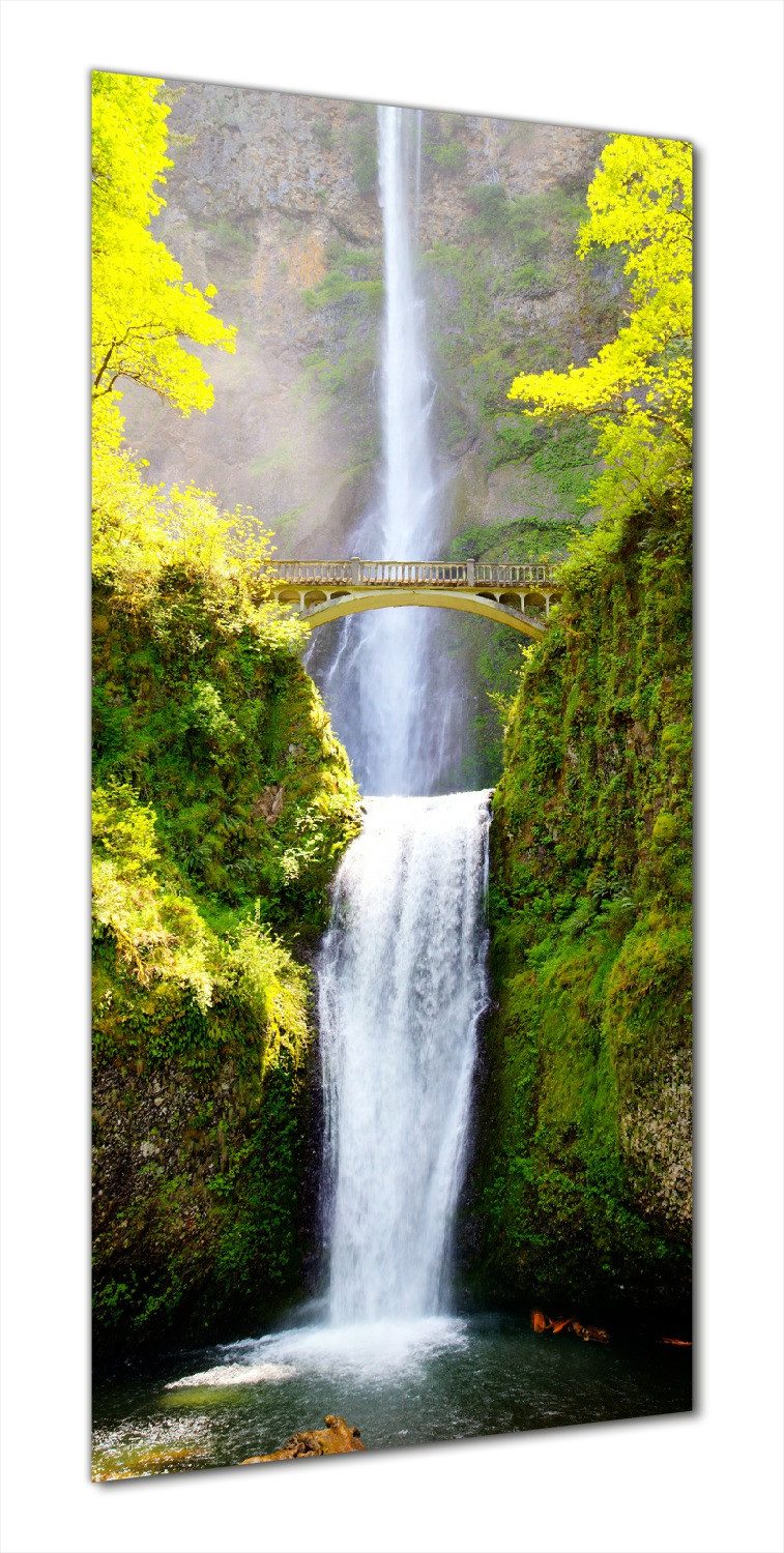 Wallario Duschrückwand Brücke über dem Wasserfall, (1-tlg)