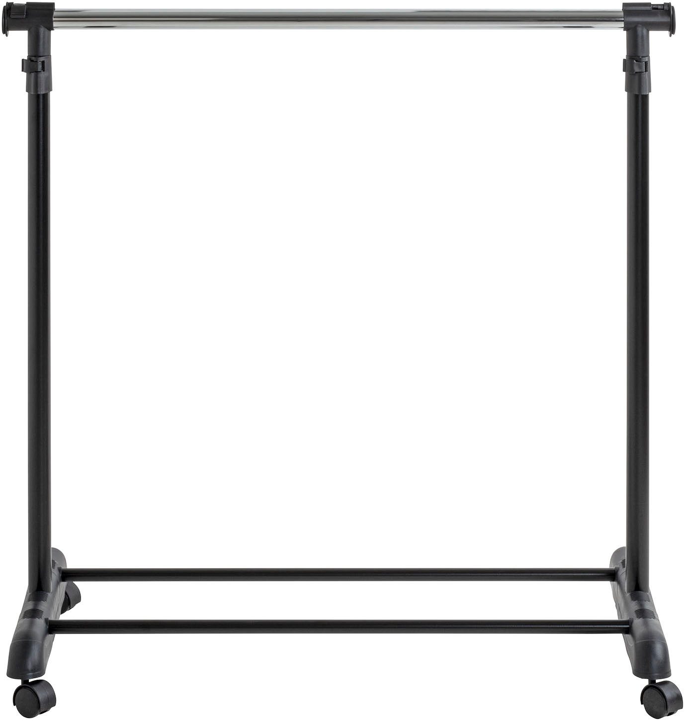 HAKU Garderobenständer Garderobe, Garderobenständer, Kleiderständer auf Rollen, Kleiderwagen, rechteckig - aus Metall Schwarz - B/T/H 95/44/95-170 cm
