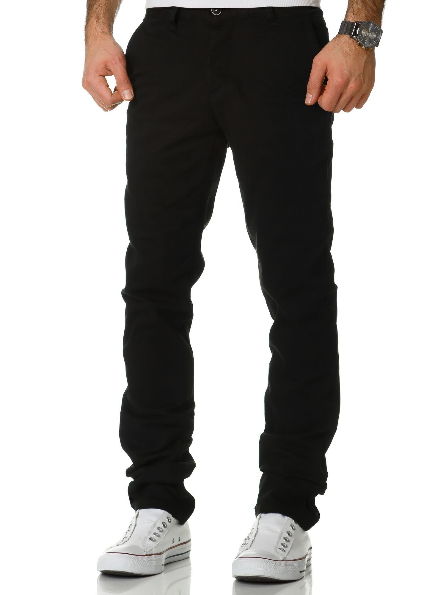 Stretch Herren Chino Regular Chinohose Chino Fit Schwarz WASHINGTON Hose Amaci&Sons Slim Fit mit Stretch Slim