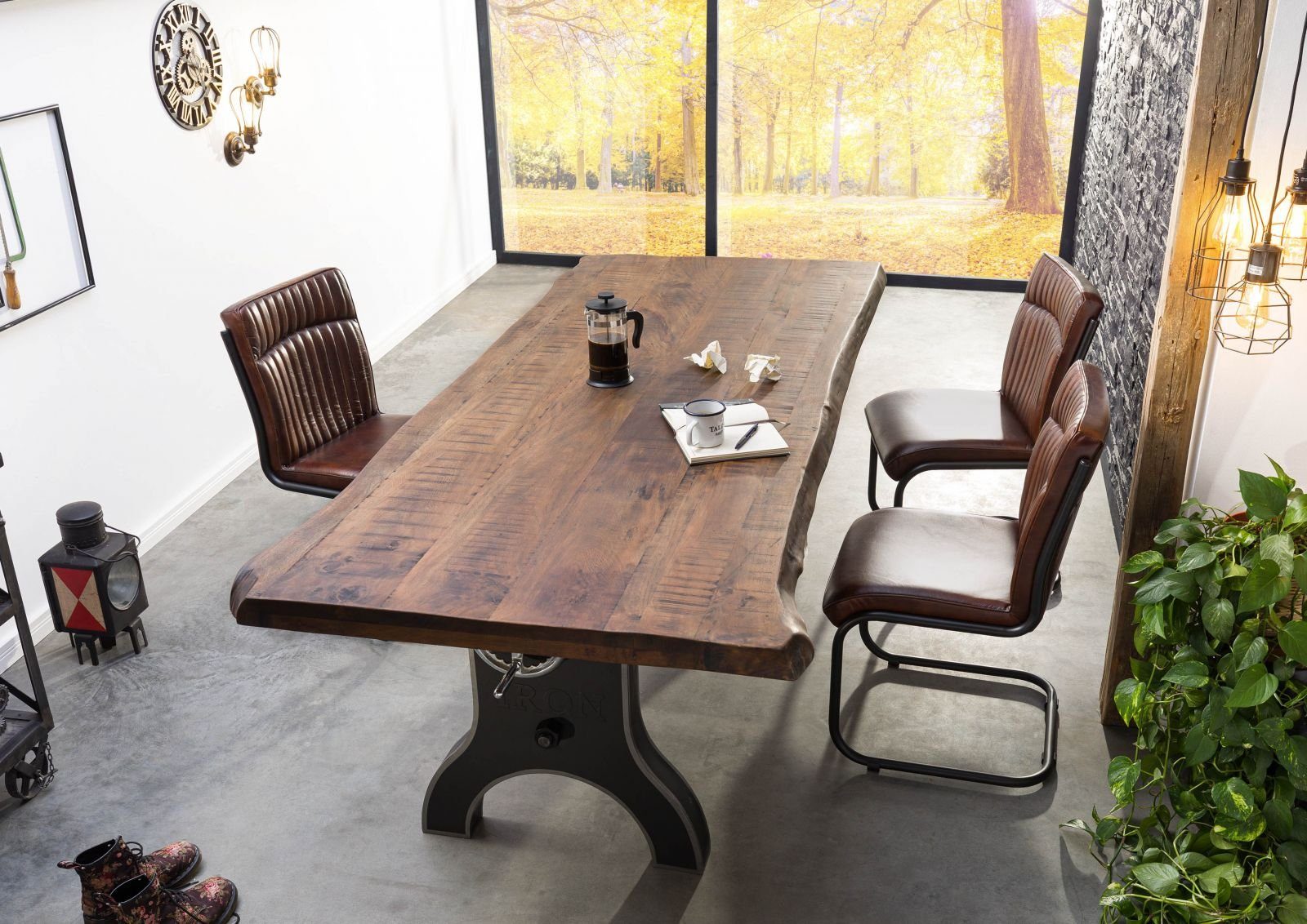 Massivmoebel24 Esstisch Esstisch Mango 220x100x80-101 höhenverstellbar natu günstig online kaufen