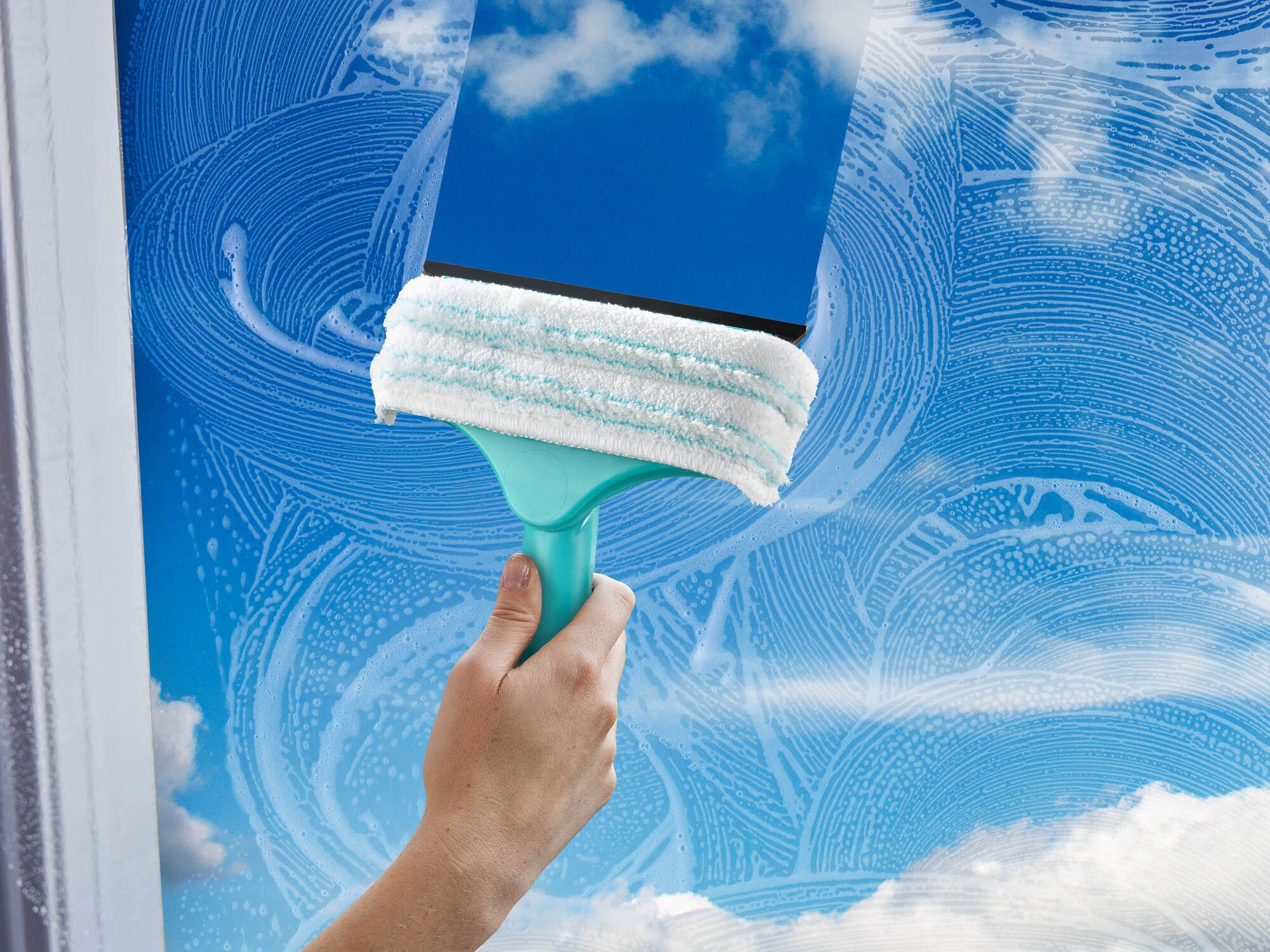 Leifheit Fensterreiniger Fensterwischer Window & Frame Cleaner S micro duo, (2-St) Drei Arbeitsschritte in einem, Reinigungsbreite 21 cm, kleine Fenster – Bild 4 von 5