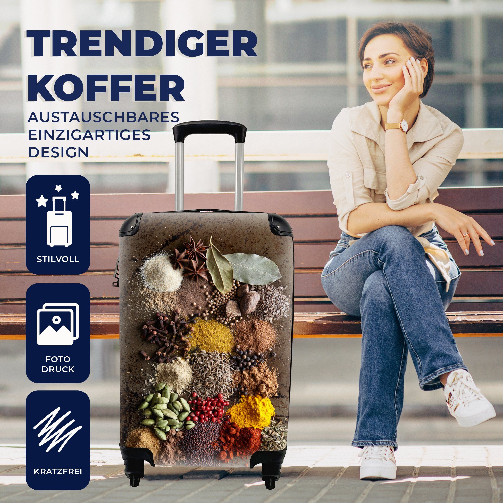 Reisekoffer mit Gewürze 4 Handgepäckkoffer Rollen, Kräuter - Trolley, Reisetasche Pflanzen, rollen, MuchoWow für - Ferien, Handgepäck