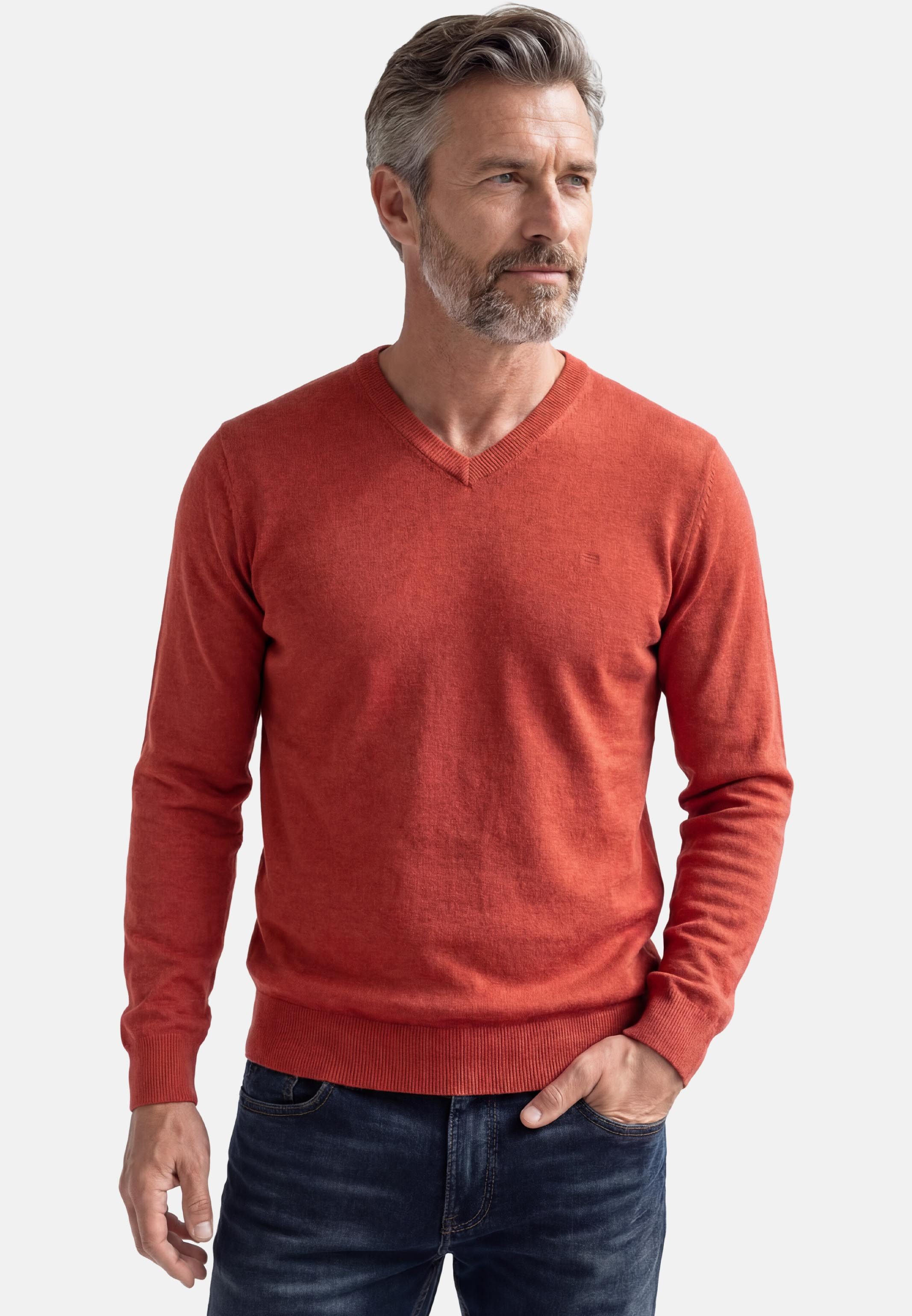 Redmond V-Ausschnitt-Pullover Basic (1-tlg) Pullover - Baumwolle - Atmungsaktiv - Weicher Feinstrick
