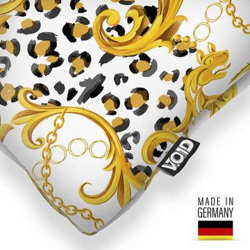 Kissenbezug, VOID (1 Stück), Barock Design Italien Leopard Tiere Muster Pflanzen Muster Gold Schwa