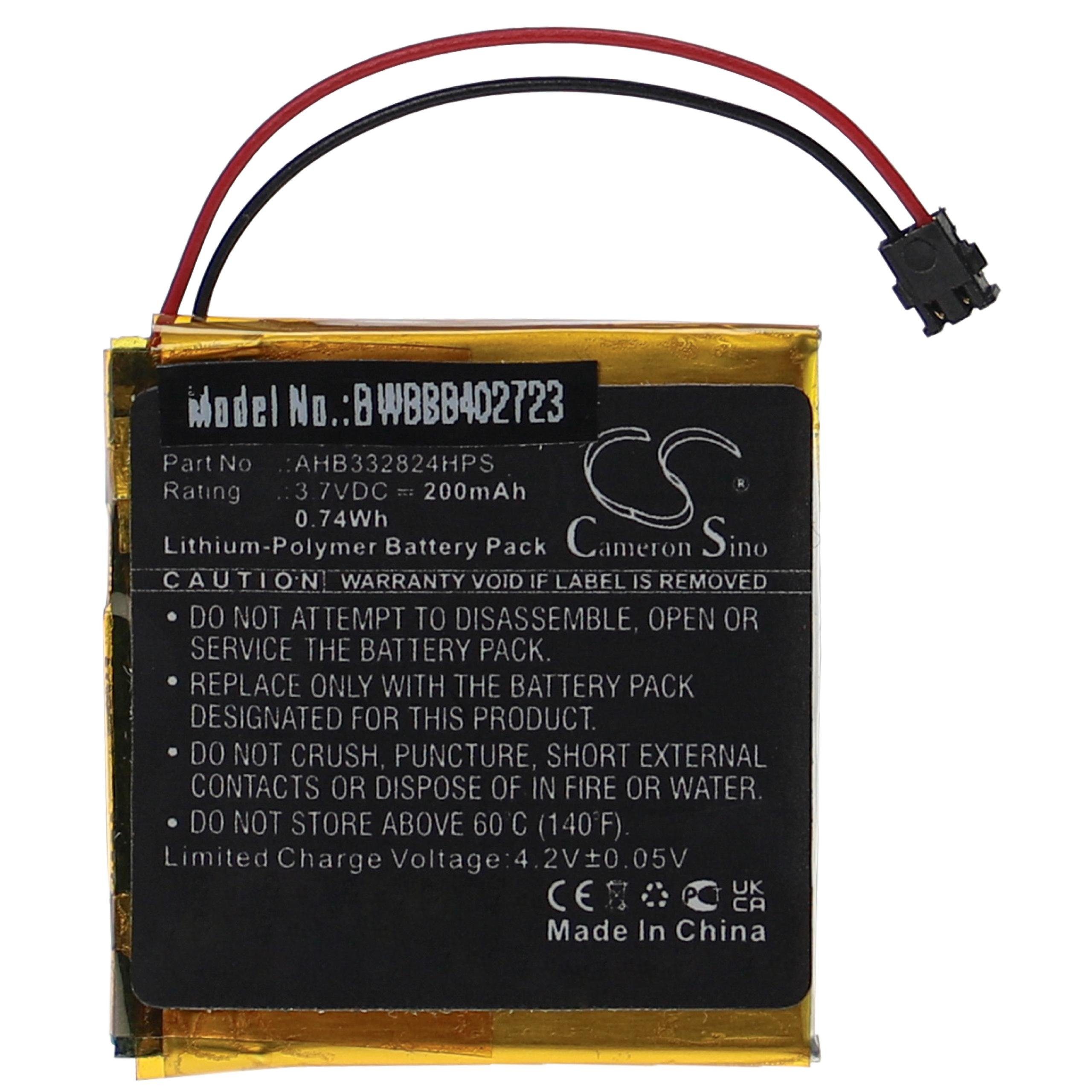 vhbw Li-Polymer für mAh (3,7 200 V) für TomTom AHB332824HPS Akku Ersatz