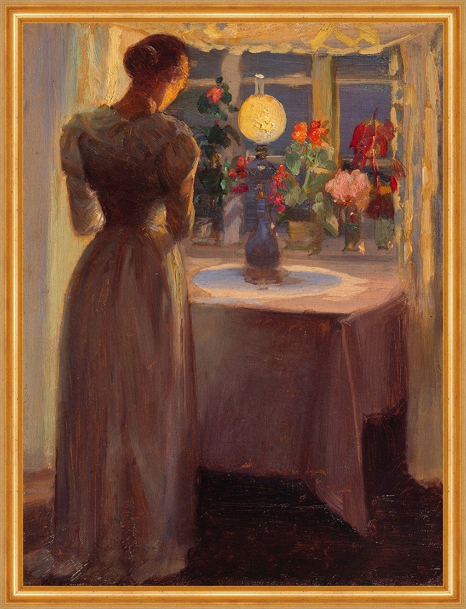 Kunstdruck Young girl in front of a lighted lamp Anna Ancher Licht Silhouette B A, (1 St)