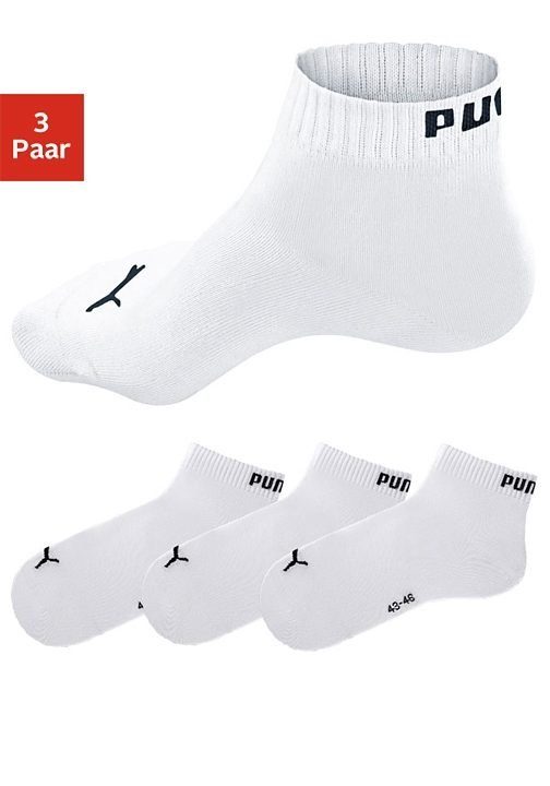 PUMA Kurzsocken (3-Paar) mit 3x weiß Rippbündchen