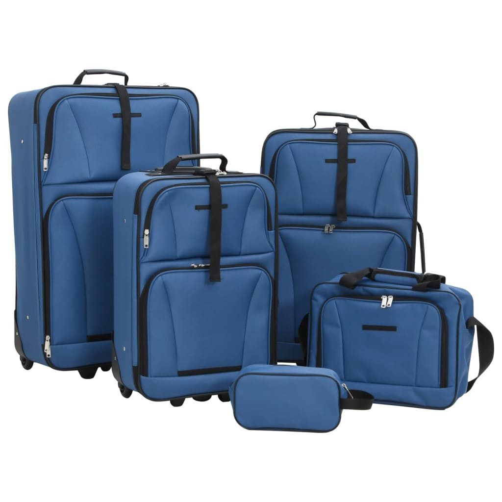 vidaXL Trolley 5-tlg Reisekoffer-Set Blau Stoff