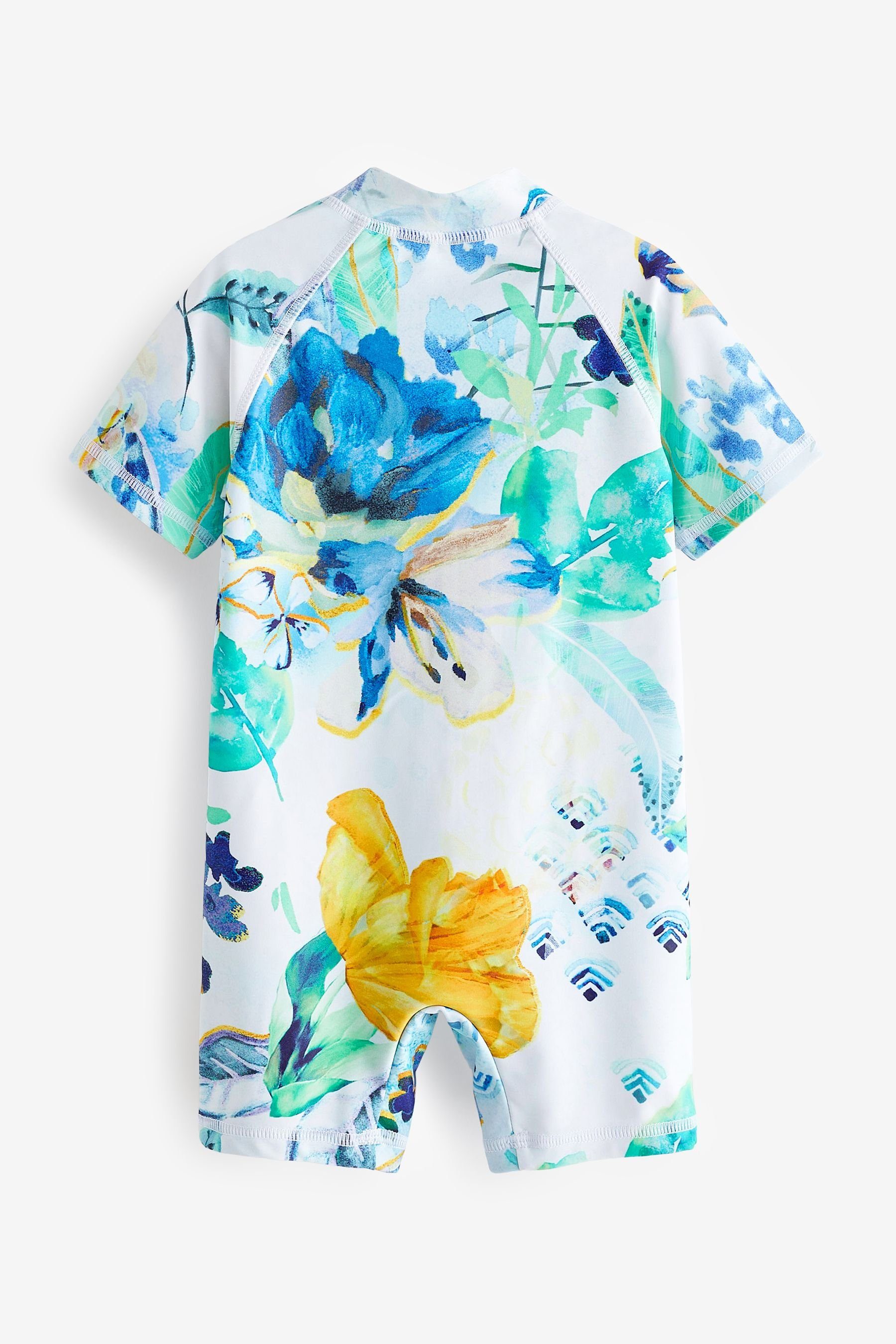 Next Badeanzug Badeanzug mit Sonnenschutz (1-St) Blue/Ecru White Floral