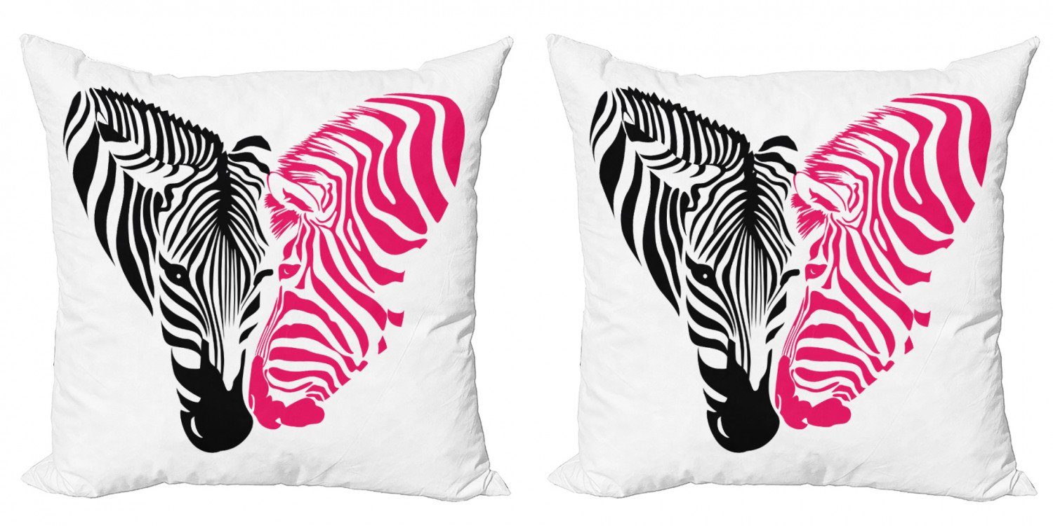 Kissenbezüge Modern Abakuhaus Digitaldruck, paar-Liebe Accent rosa (2 Stück), Zebra Doppelseitiger