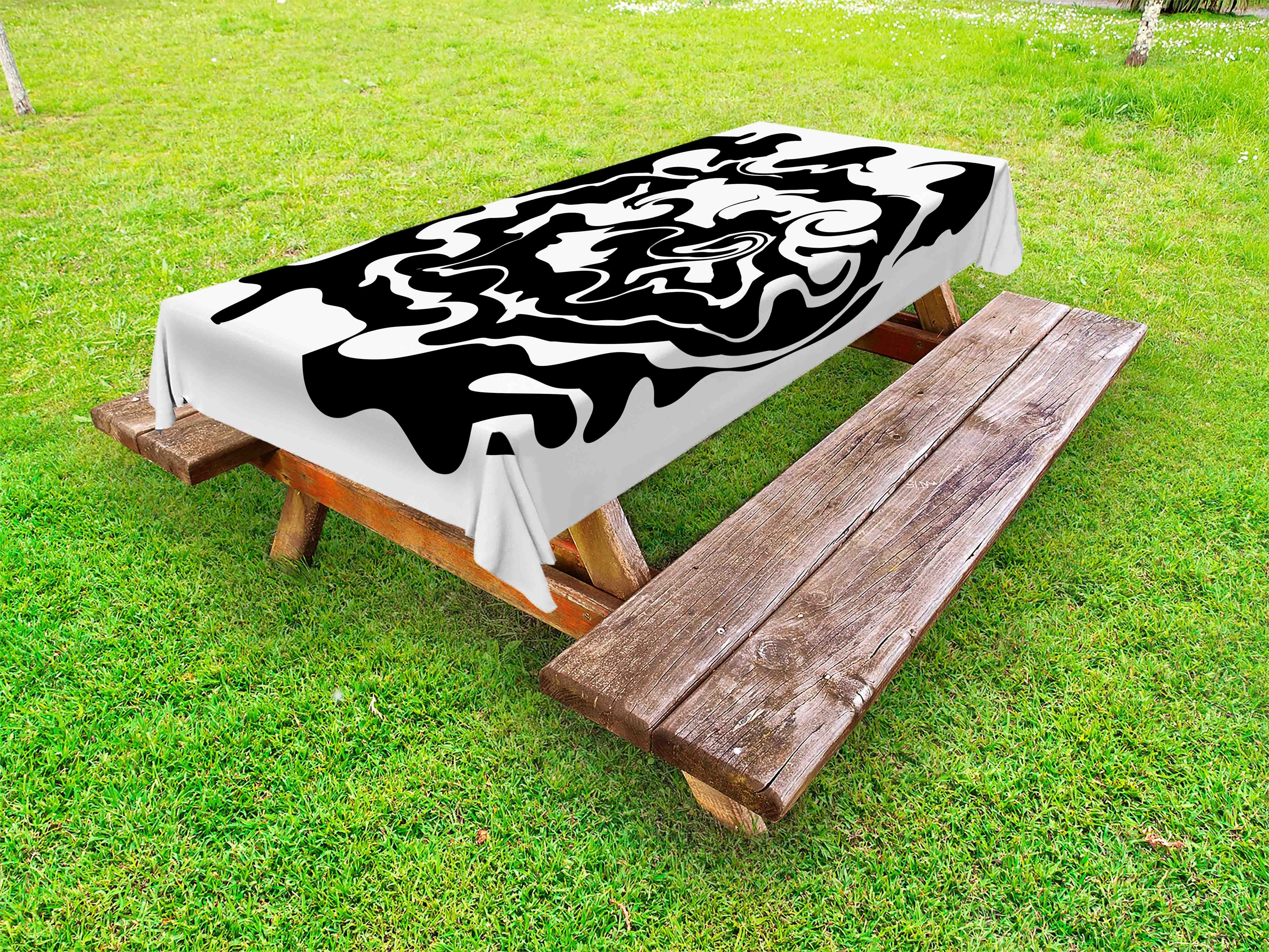 Abakuhaus Tischdecke dekorative Monochrome Quirky Ebru-Kunst Abstrakt Picknick-Tischdecke, waschbare