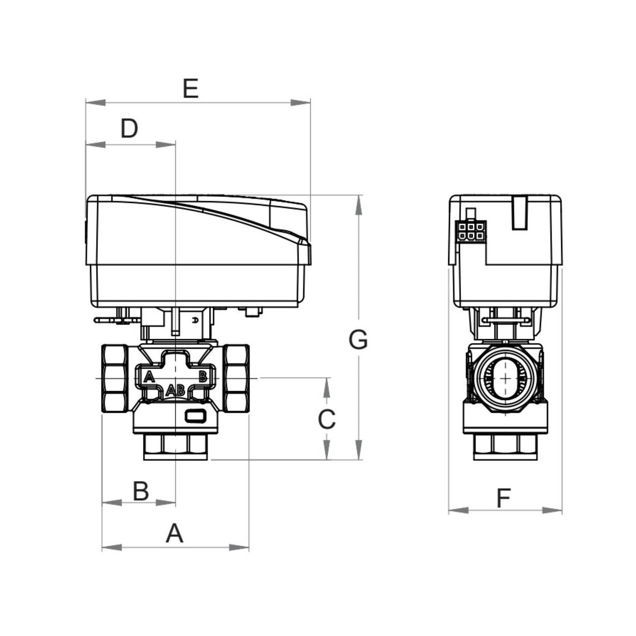 Thumbnail - LK Armatur 3-Wege-Ventil LK 525 3-Wege Set Rp ¾” Innengewinde inkl. Motor 1m Kabel