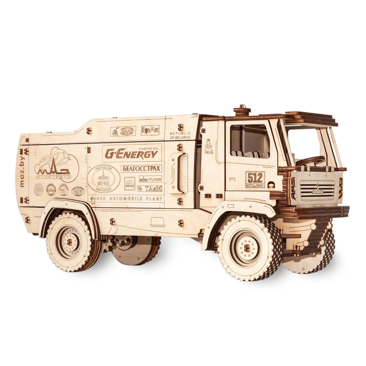 Dakar Eco-Wood-Art Wood Mechanisches, 306 1:20 MAZ Truck Art 5309RR Eco Racing Puzzleteile Puzzle