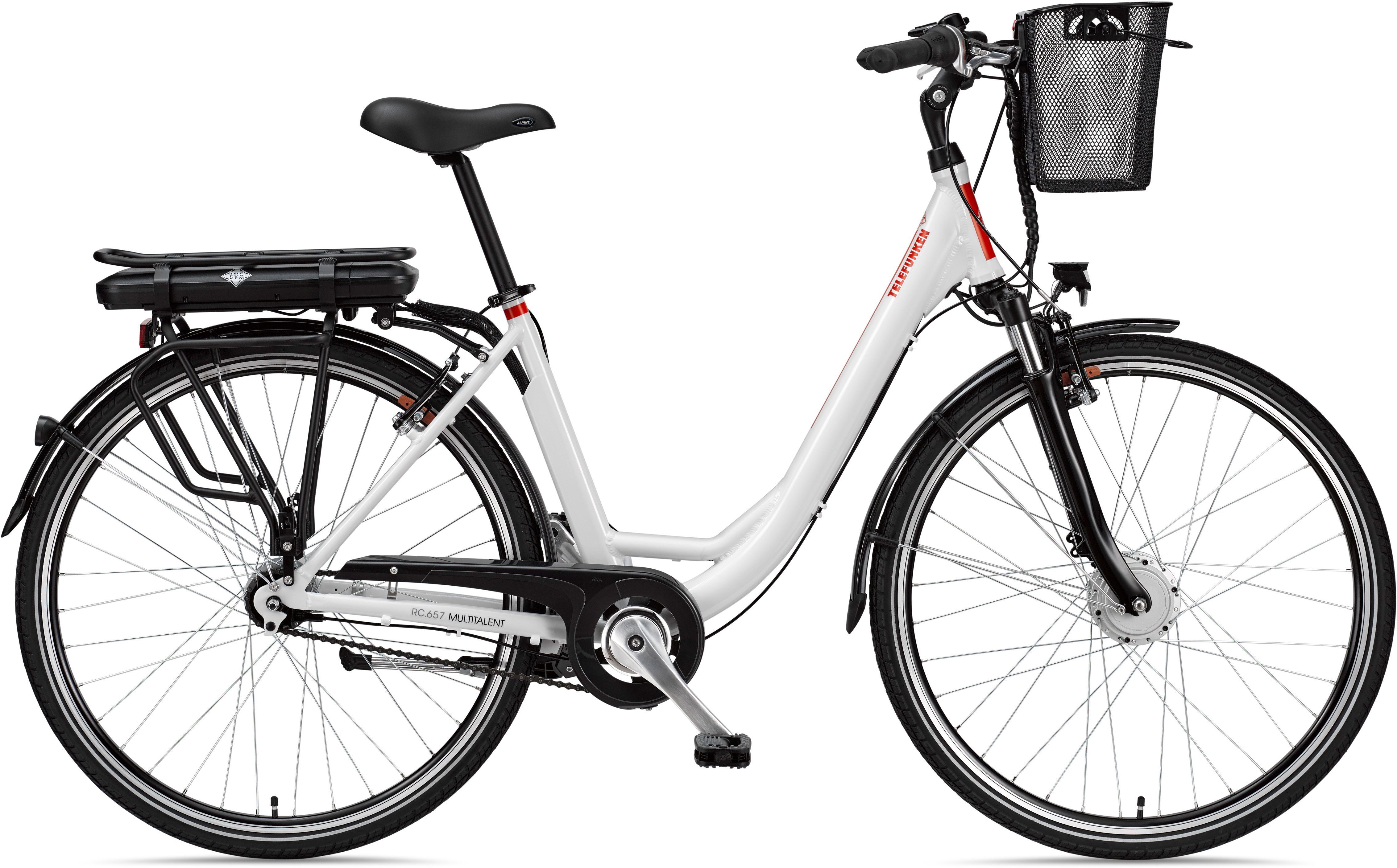 Telefunken E-Bike RC657 Multitalent, 7 Gang Shimano Nexus Schaltwerk, Nabenschaltung, Frontmotor, 468 Wh Batterie, Pedelec, Elektrofahrrad für Damen u. Herren, Cityrad