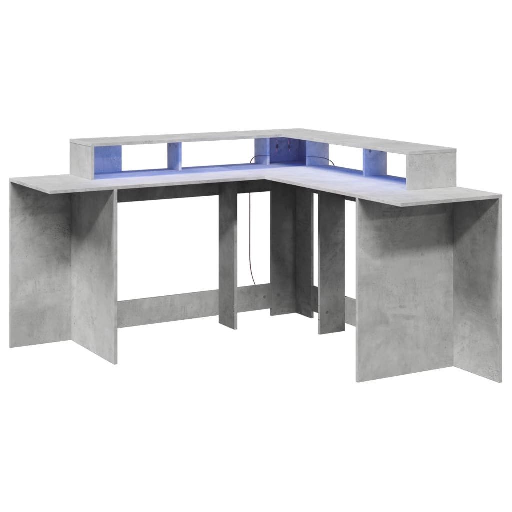 vidaXL Schreibtisch LED-Schreibtisch Betongrau 152x152x91 cm günstig online kaufen