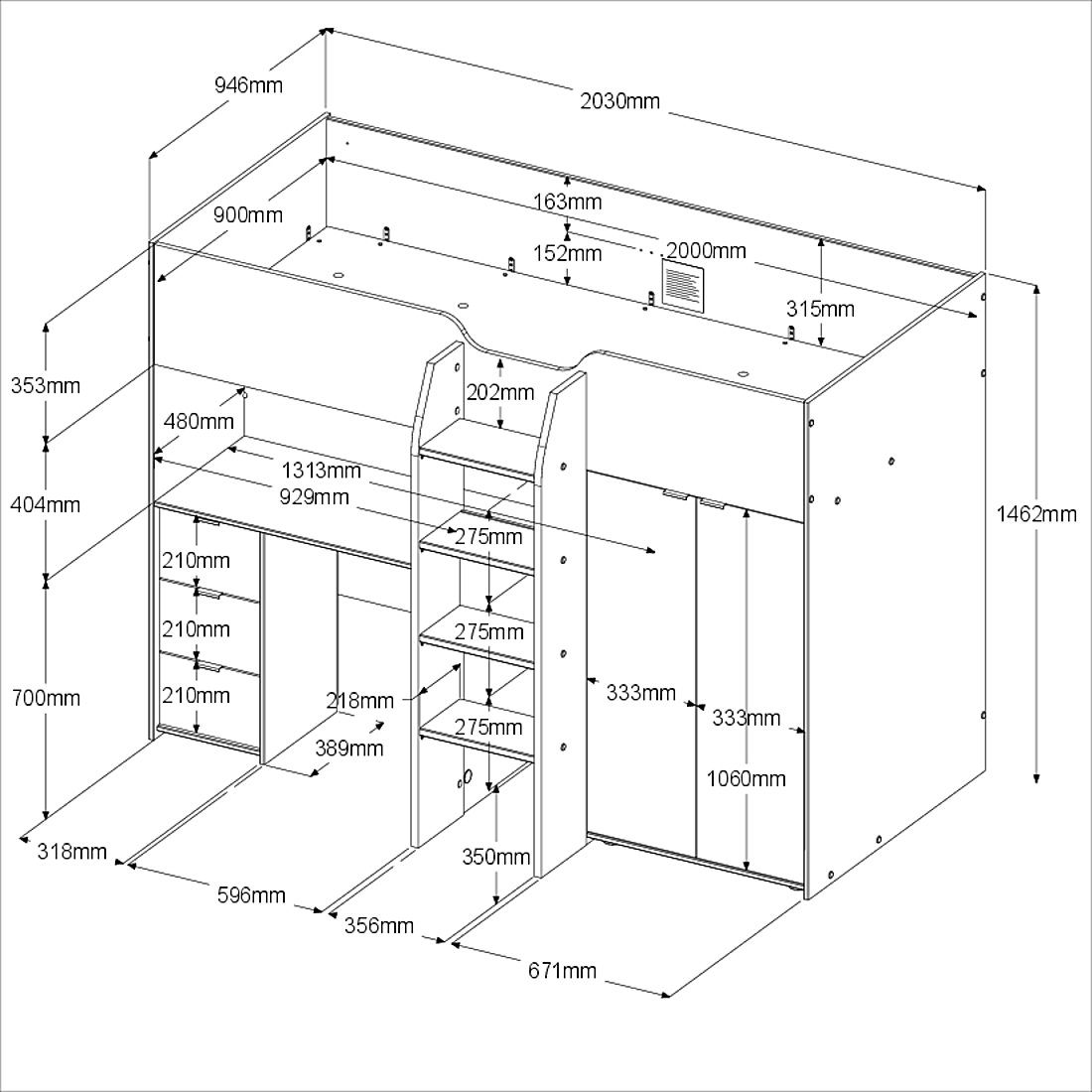 Parisot Hochbett Tom (Stauraumbett 90 x günstig online kaufen