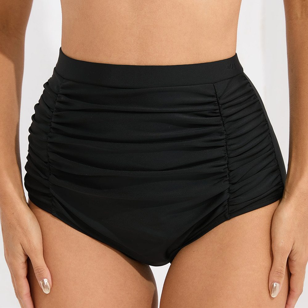 solnura Badeshorts Hochtaillierter Bikini-Unterteil mit Raffungen Bauchweg Figurformend S/M/L/XL/XXL