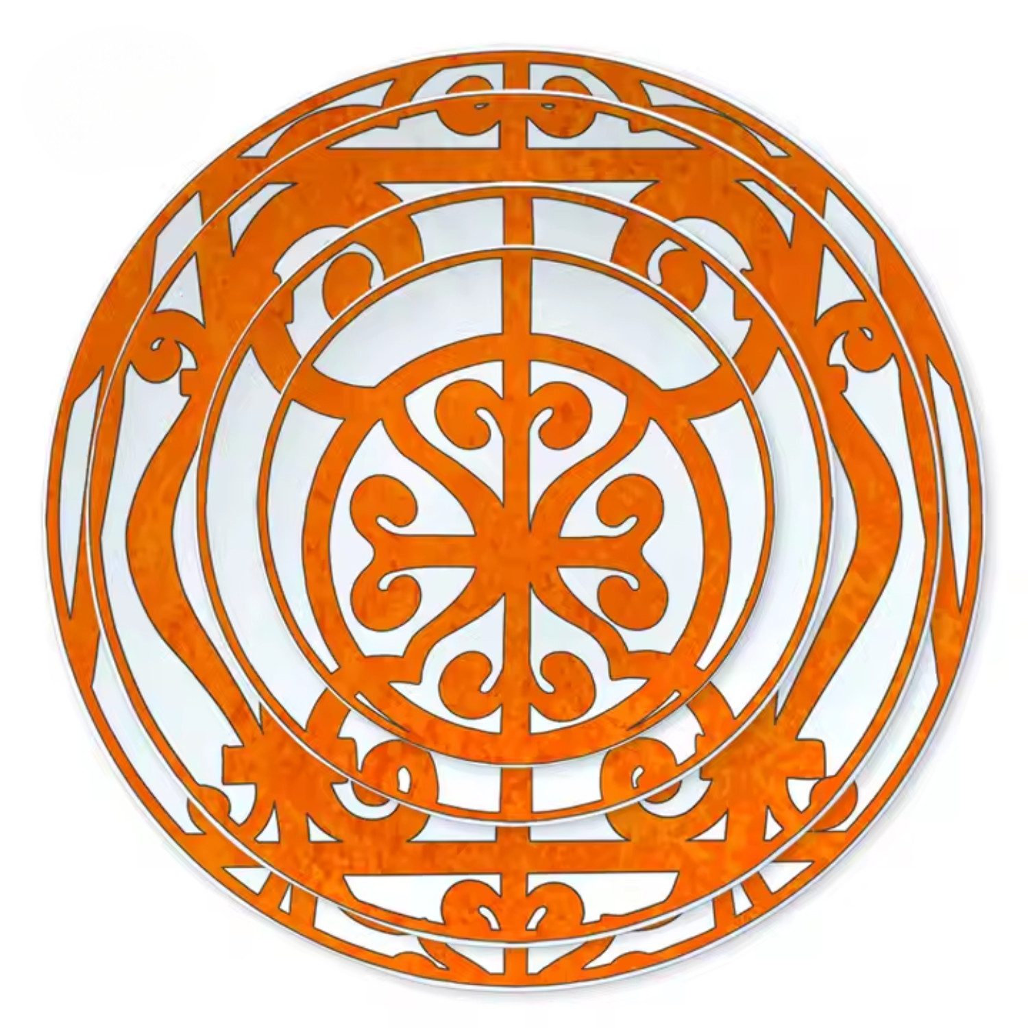 Quality Elegance Speiseteller Vintage Orange Bone China Geschirrset – Handbemalt, (4 St), Platzteller, Essteller, Brotteller, Dessertteller