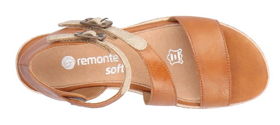 Sandalette mit Remonte braun Klettverschlüssen kombiniert