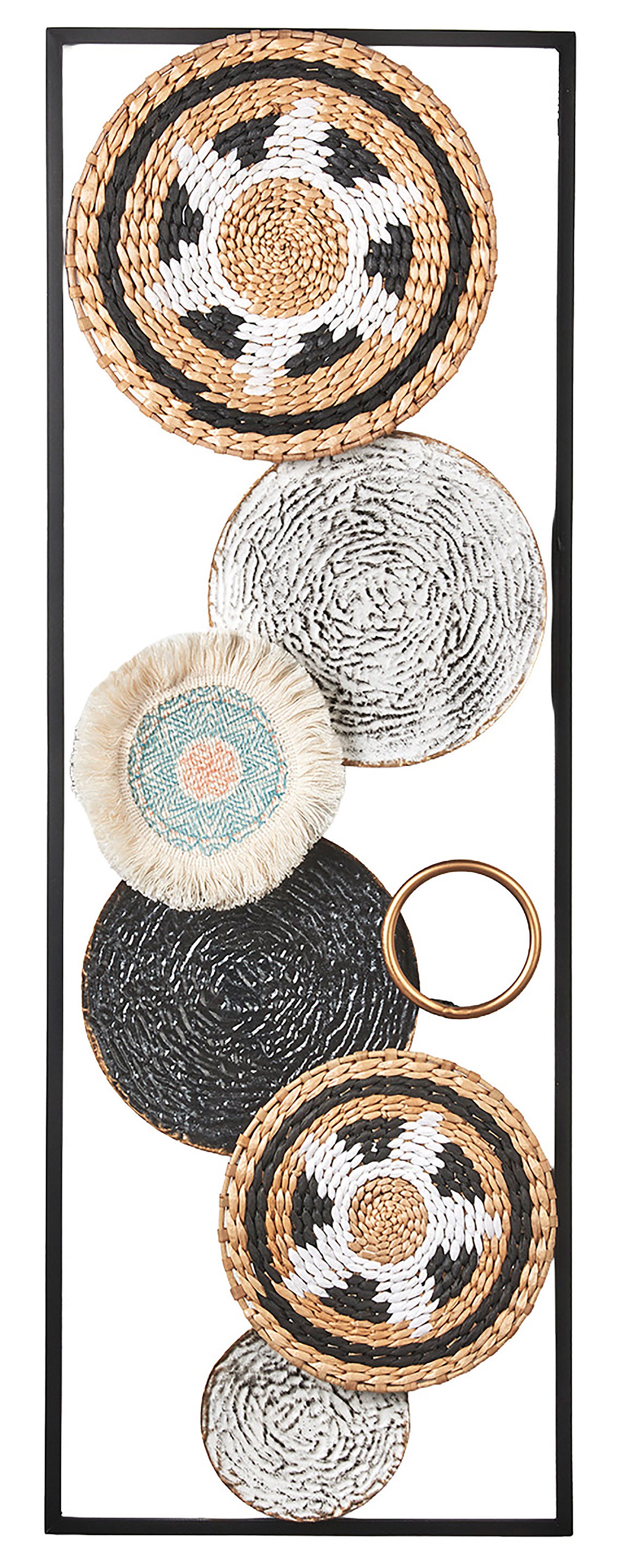 Kobolo Wandbild Metallbild WHEEL aus Metall, Wanddekoration Boho Wanddeko Wanddekoobj, Modern (Stück), Schwarz und Metalltöne