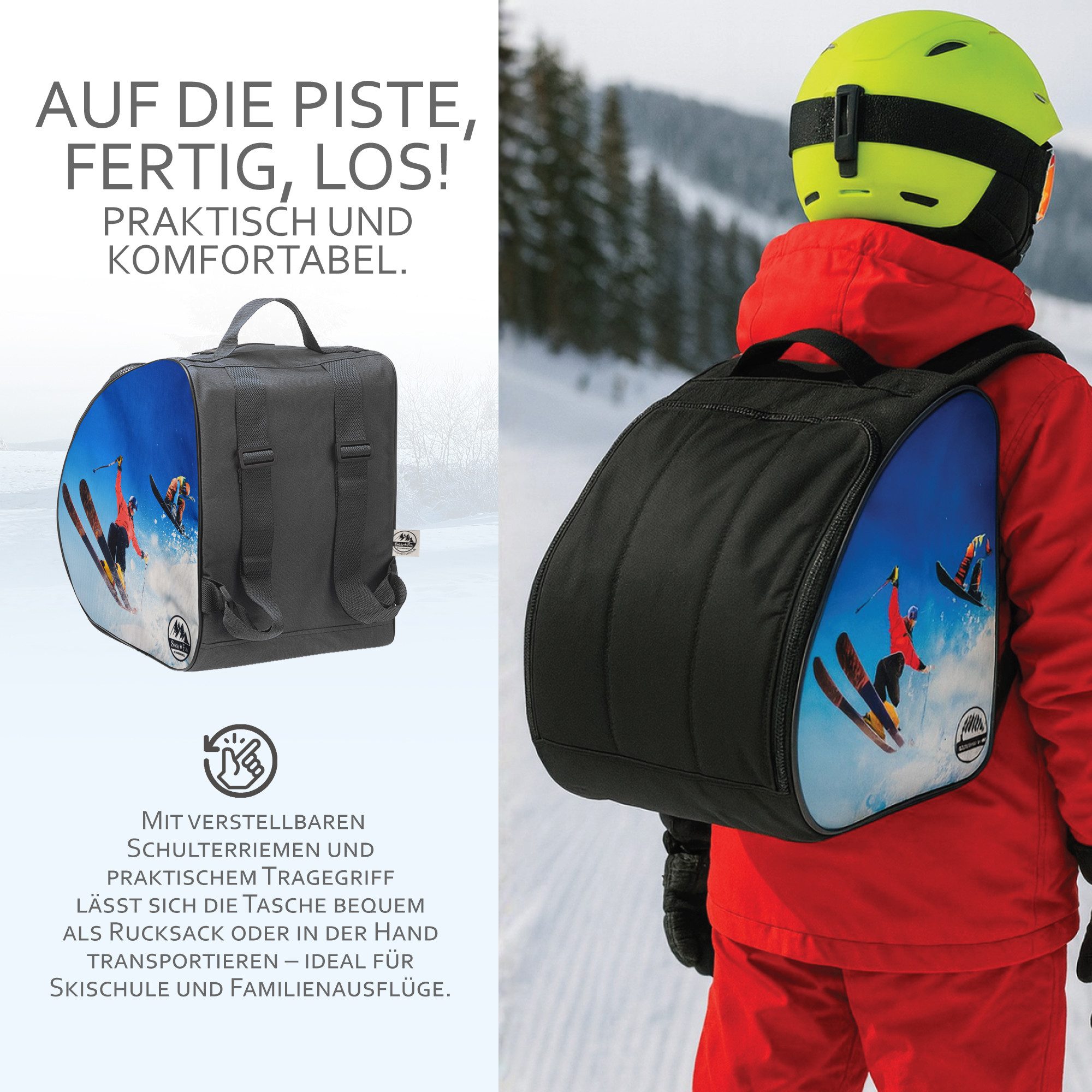 BambiniWelt by Rafael K. Skitasche Kinder Skischuhtasche Skistiefeltasche integrierte Standfläche, wasserdicht