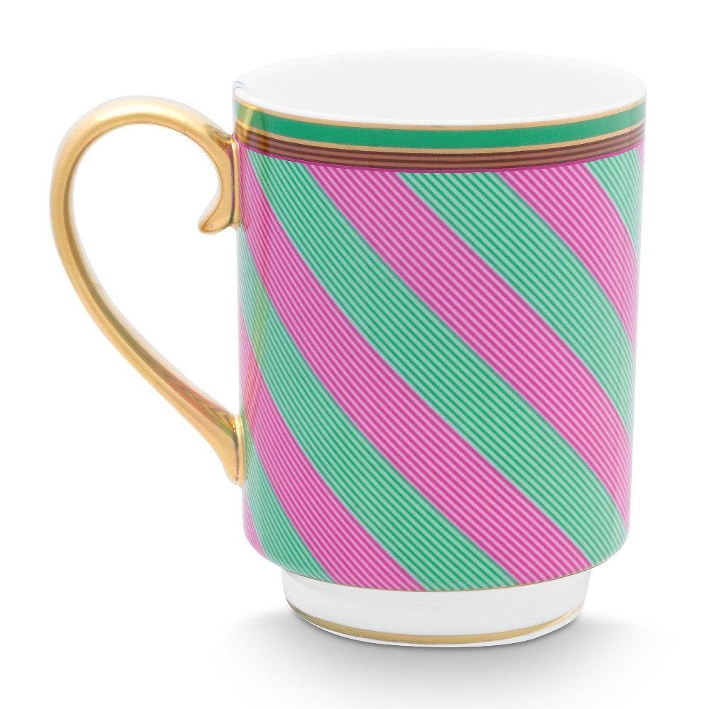 (350ml) Studio PiP Stripes Henkelbecher Pink-Grün Tasse Pip Chique