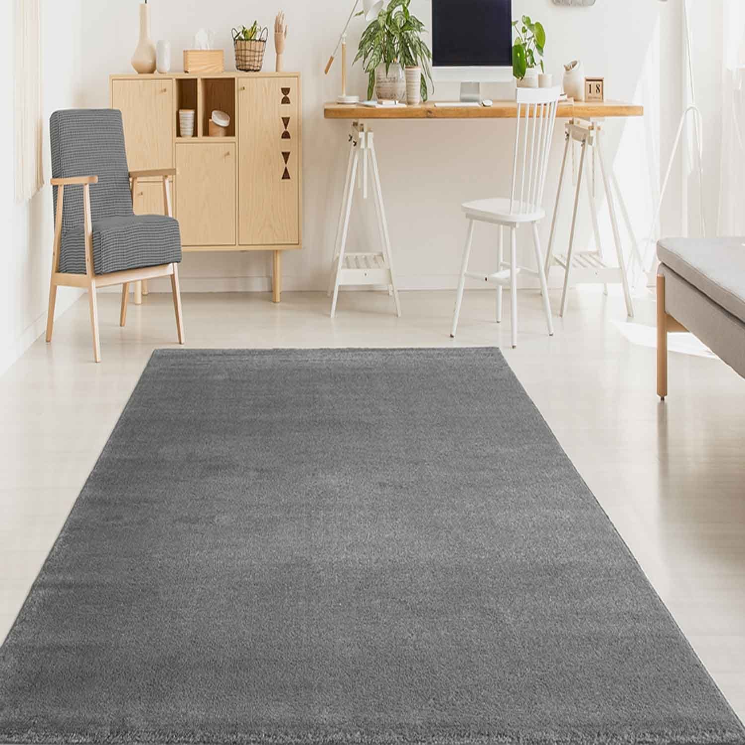 Vimoda Teppich Teppich Wohnzimmer Kurzflor, Rechteckig, Höhe: 8 mm, Teppich Einfarbig weich gewebt, Modern, in Versch. Größen & Farben