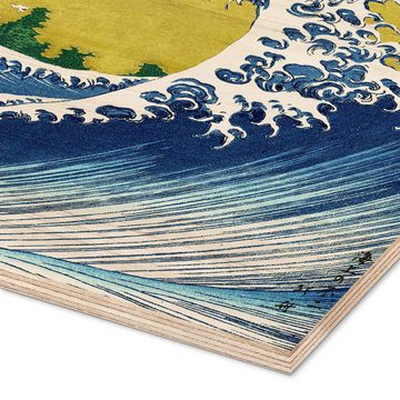 Posterlounge Holzbild Katsushika Hokusai, Der Fuji am Meer, Badezimmer Maritim Malerei