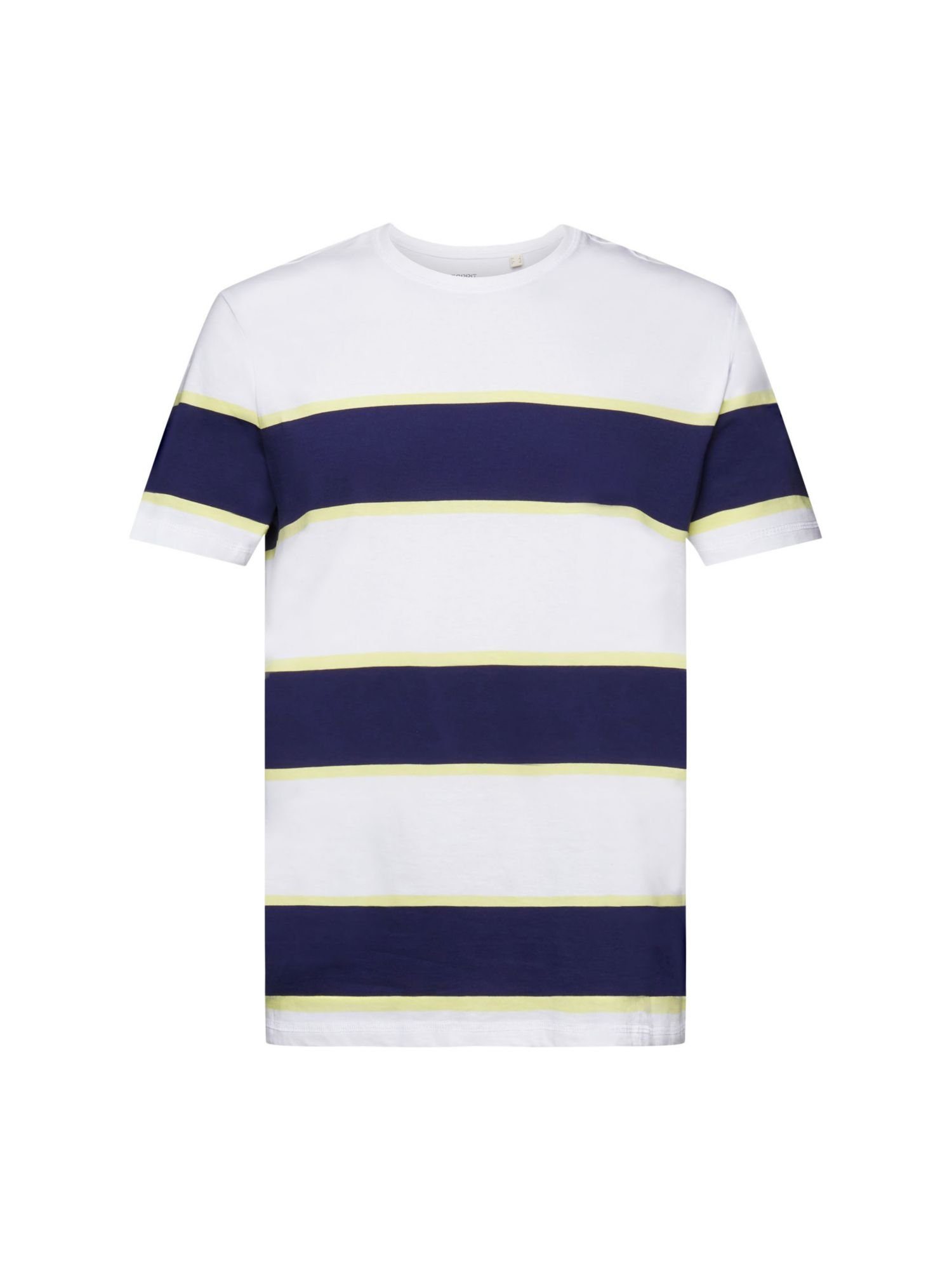 edc by Esprit T-Shirt Gestreiftes T-Shirt, 100 % Baumwolle (1-tlg) WHITE