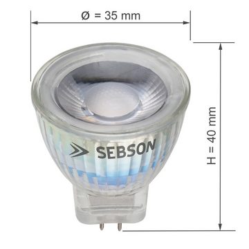 SEBSON LED-Leuchtmittel LED Lampe GU4/ MR11 warmweiß 3W Spotlight 12V ø35x40mm - 4er Pack