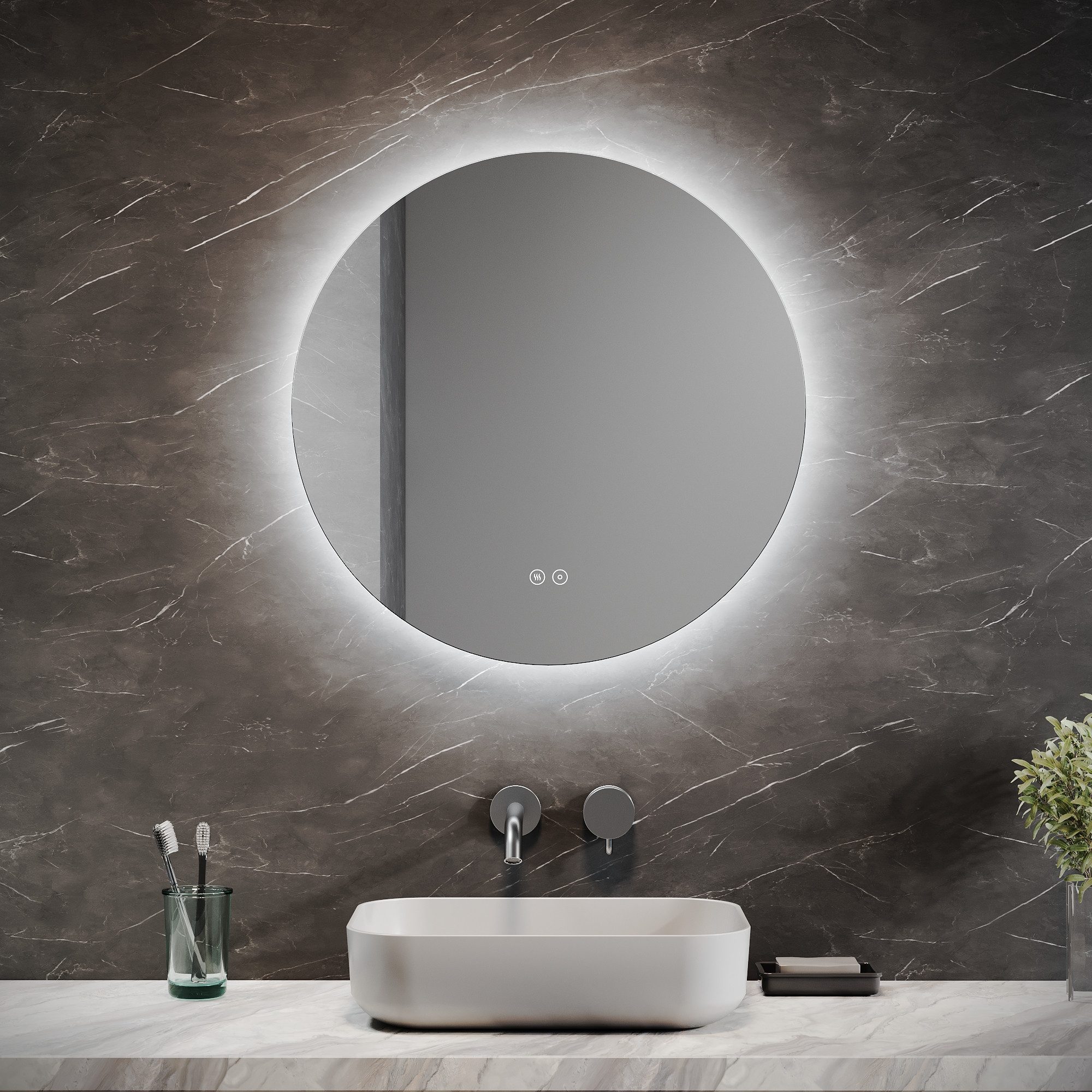 SONNI Badspiegel Rund Badspiegel mit Beleuchtung, Ø 80/60cm, Antibeschlage, günstig online kaufen