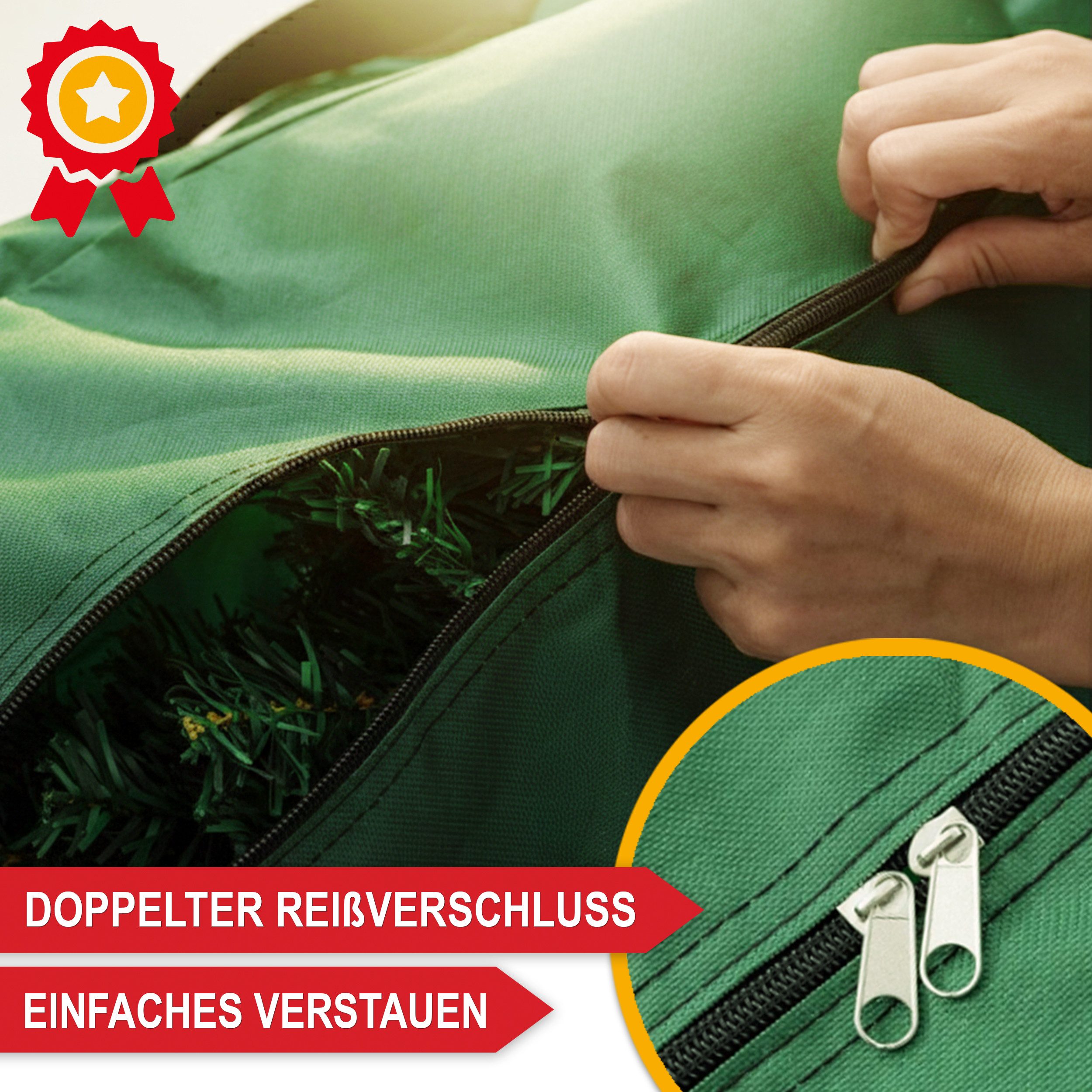 Onbest Aufbewahrungstasche Weihnachtsbaum Christbaum künstlicher Baum Tasche mit 5 Karten, Wasserabweisend, Reißverschluss, XXL, 600D Oxford – Bild 4 von 5