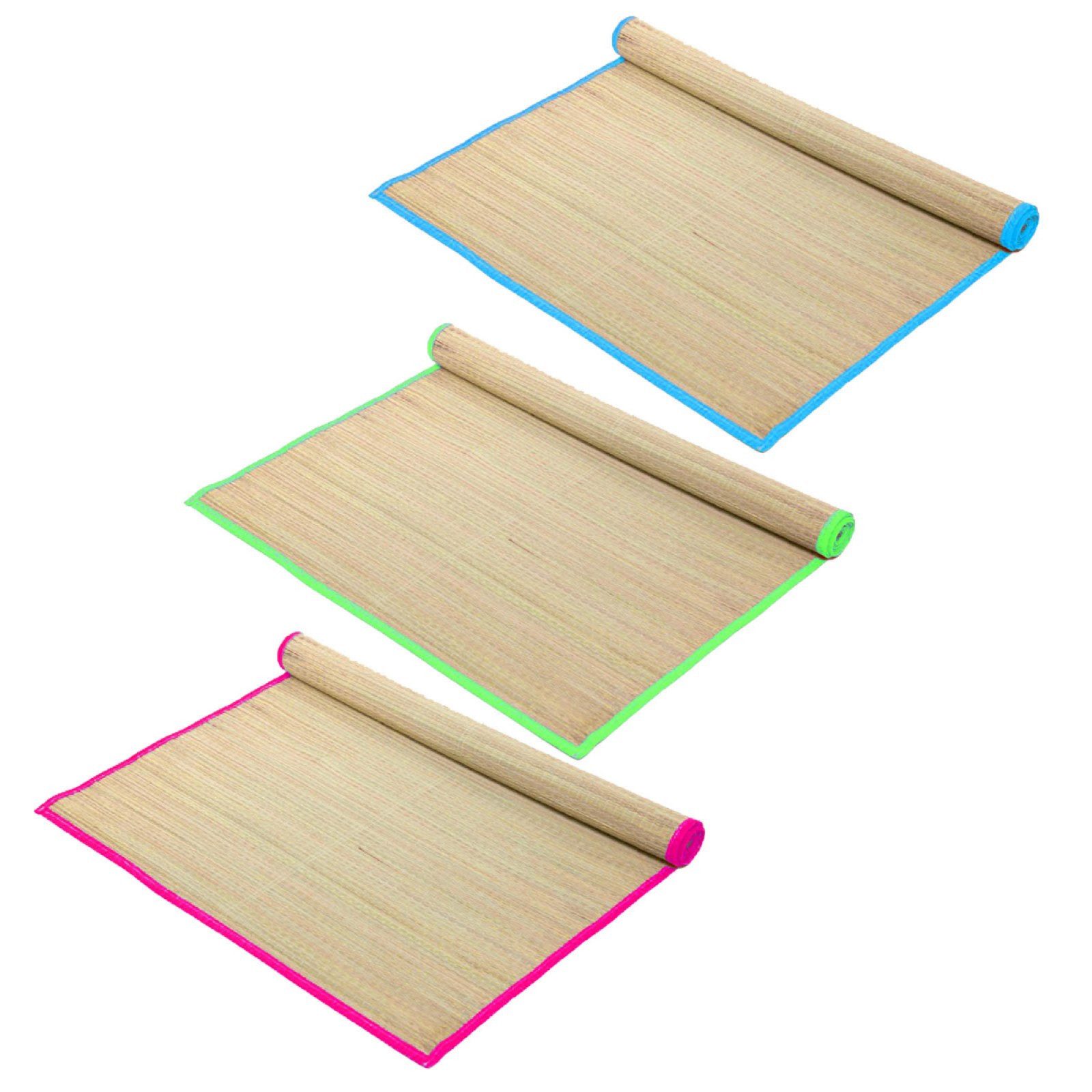 HAC24 Strandtücher Strandtuch Strohmatte Liegematte Faltbar Rollmatte Strand Matte, (3-St), aus Bast 175 x 60cm