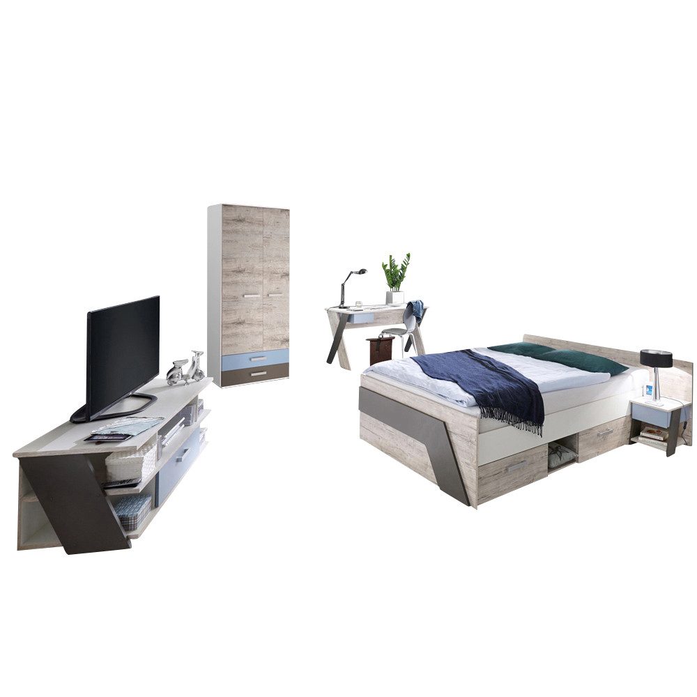 Lomadox Jugendzimmer-Set LEEDS-10, (Sparset, 5-tlg), Sandeiche günstig online kaufen
