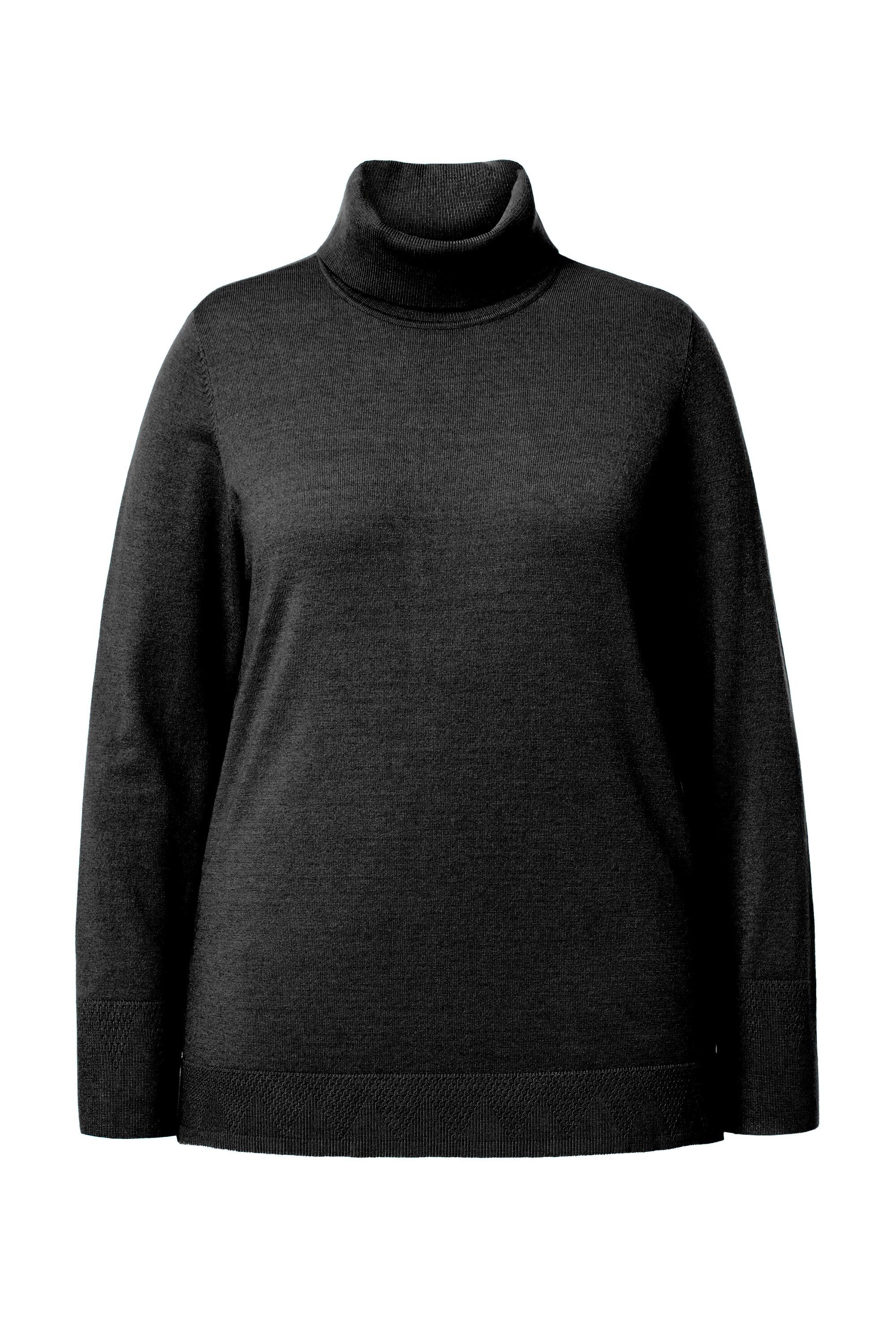 Ulla Popken Strickpullover Rollkragenpullover breite Rippbündchen Langarm günstig online kaufen