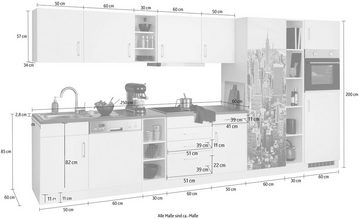 HELD MÖBEL Küchenzeile Paris, mit E-Geräten, Breite 400 cm