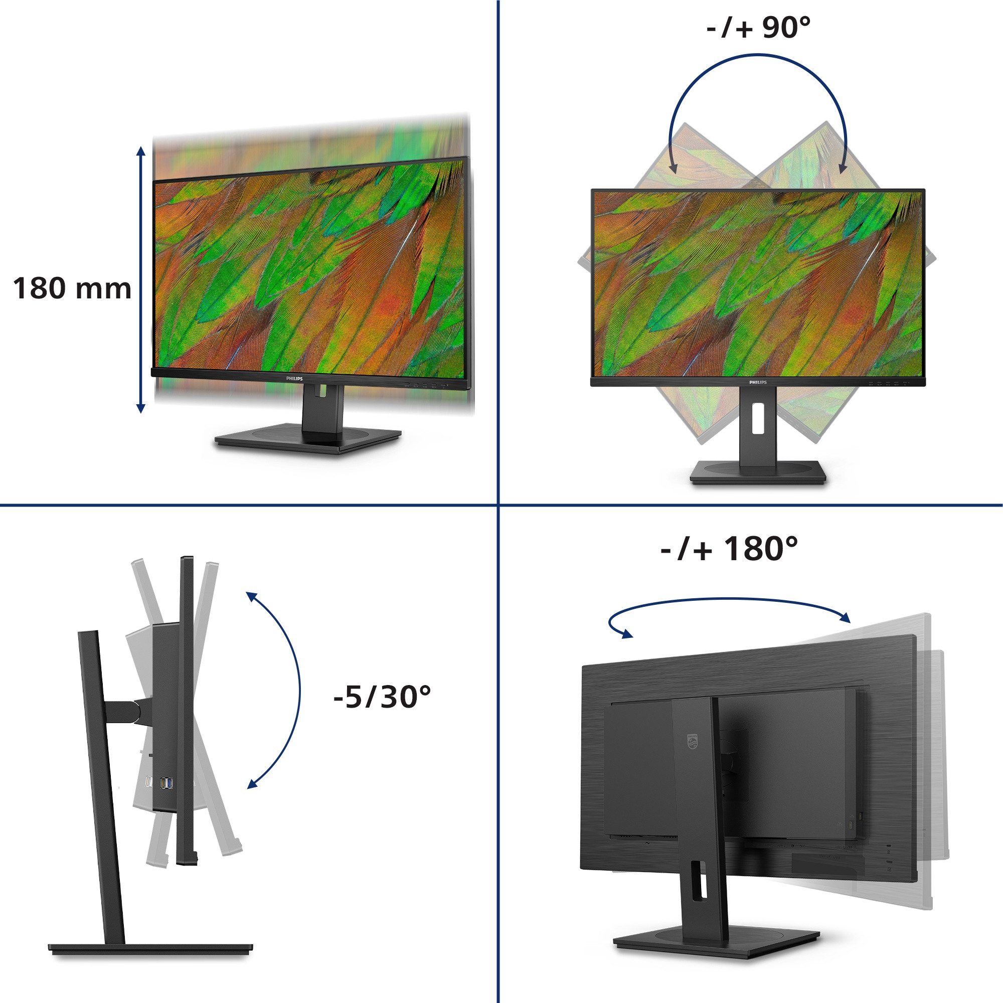 Philips 32B1N3800/00 TFT-Monitor (81,3 cm/32 ", 3840 x 2160 px, 4K Ultra HD, 4 ms Reaktionszeit, 60 Hz, VA LCD)