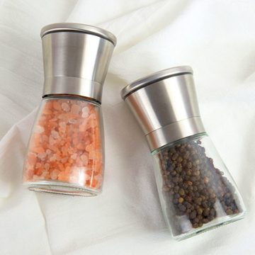 OSTWOLKE Salzmühle 2 Gewürzmühle Pfeffermühle Salzmühle Glas&Edelstahl mitKeramikmahlwerk, (1 Stück)