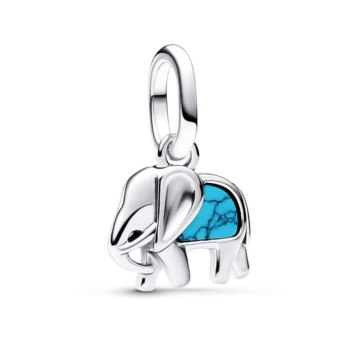 Pandora Charm Kugel 793858C01, Mini Anhänger Silber Türkisfarbener Elefant