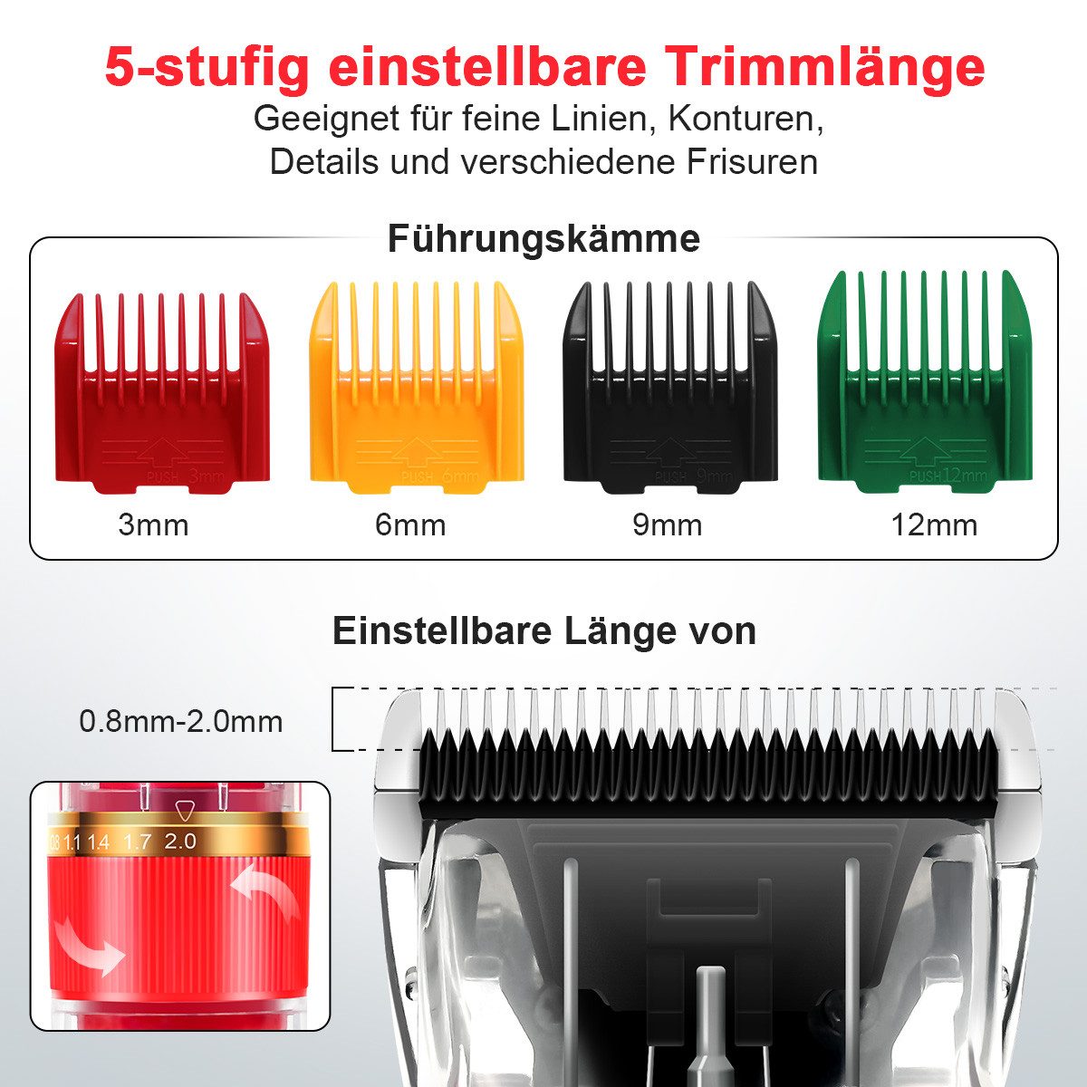 MCURO Hundeschermaschine Profi Schermaschine, Hund Katze Tierhaarschneidemaschine, Leise Hundeschermaschine, 1200mAh Hundetrimmer mit 3 Geschwindigkeiten
